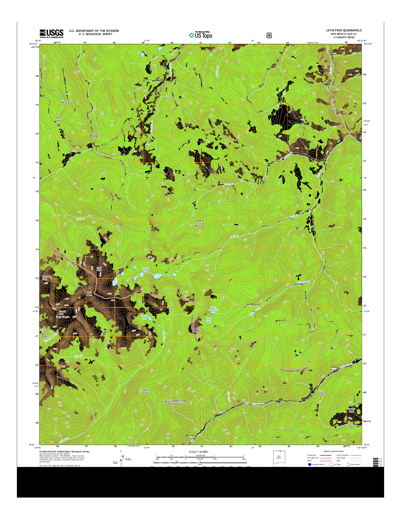 USGS US TOPO 7.5-MINUTE MAP FOR LATIR PEAK, NM 2013