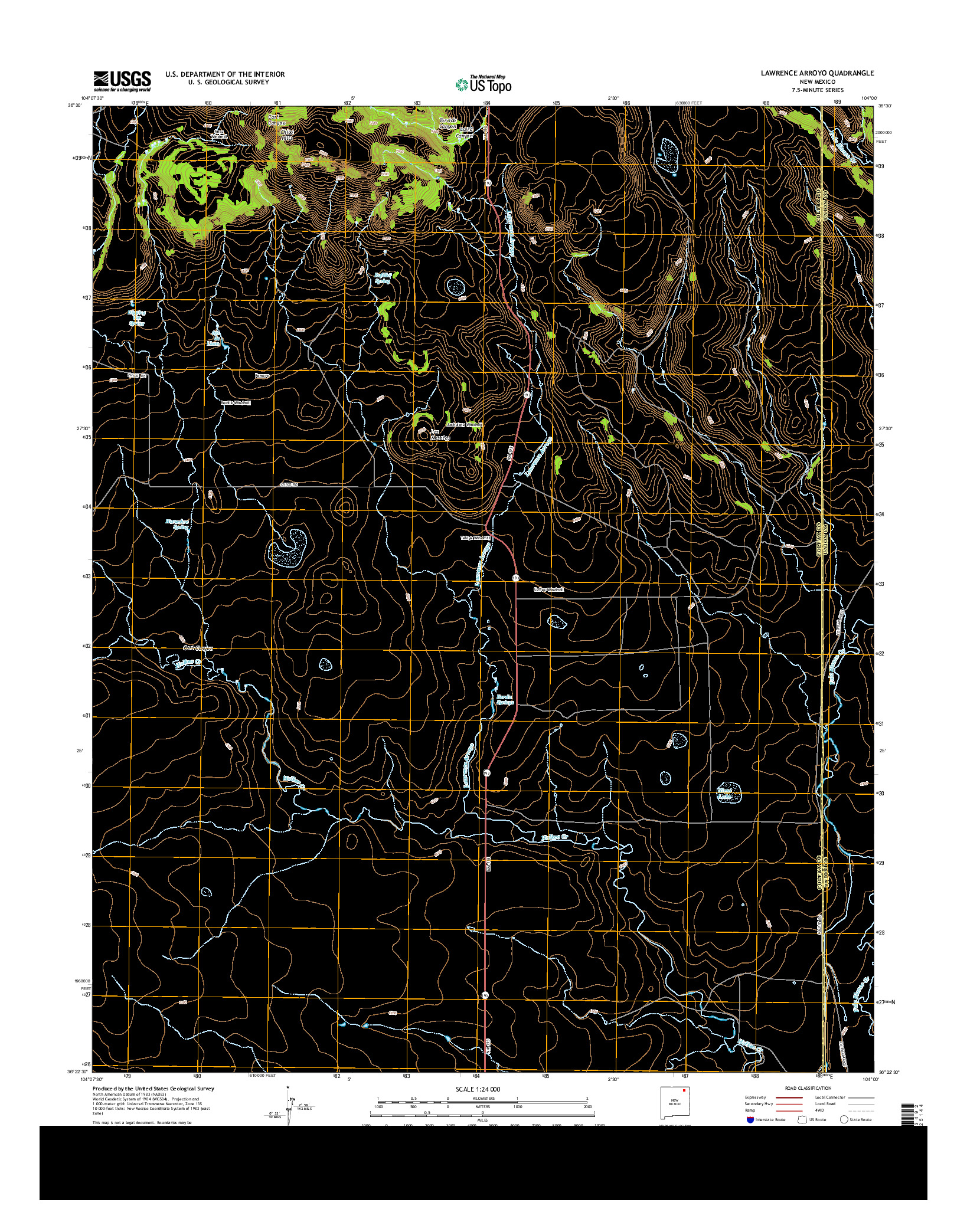 USGS US TOPO 7.5-MINUTE MAP FOR LAWRENCE ARROYO, NM 2013