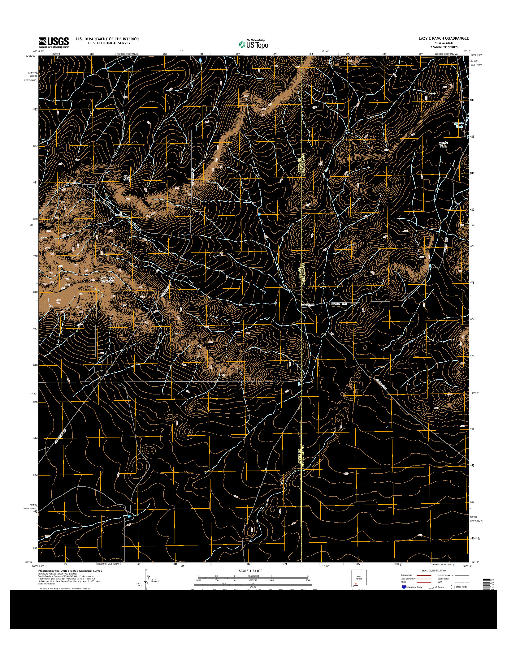 USGS US TOPO 7.5-MINUTE MAP FOR LAZY E RANCH, NM 2013