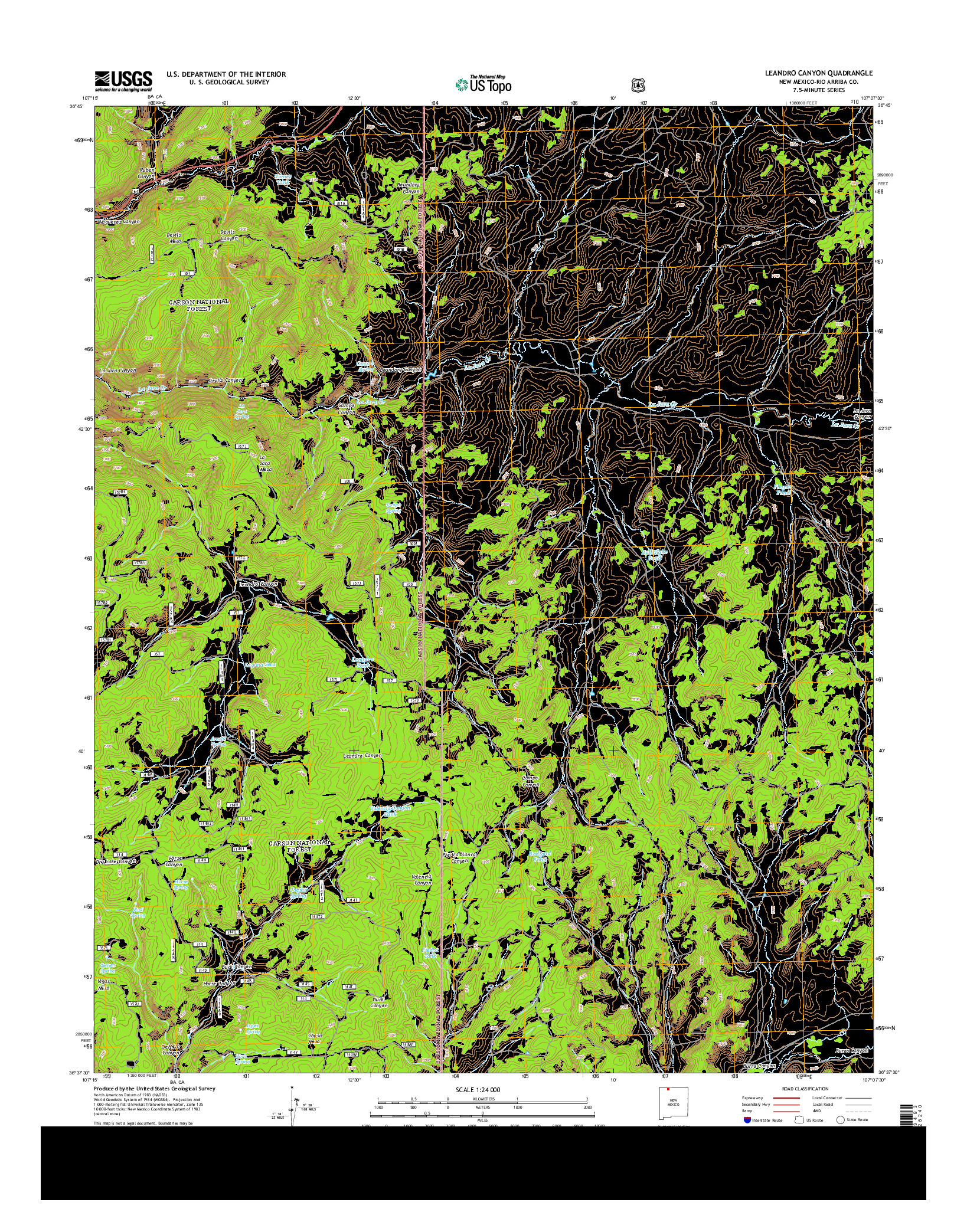 USGS US TOPO 7.5-MINUTE MAP FOR LEANDRO CANYON, NM 2013