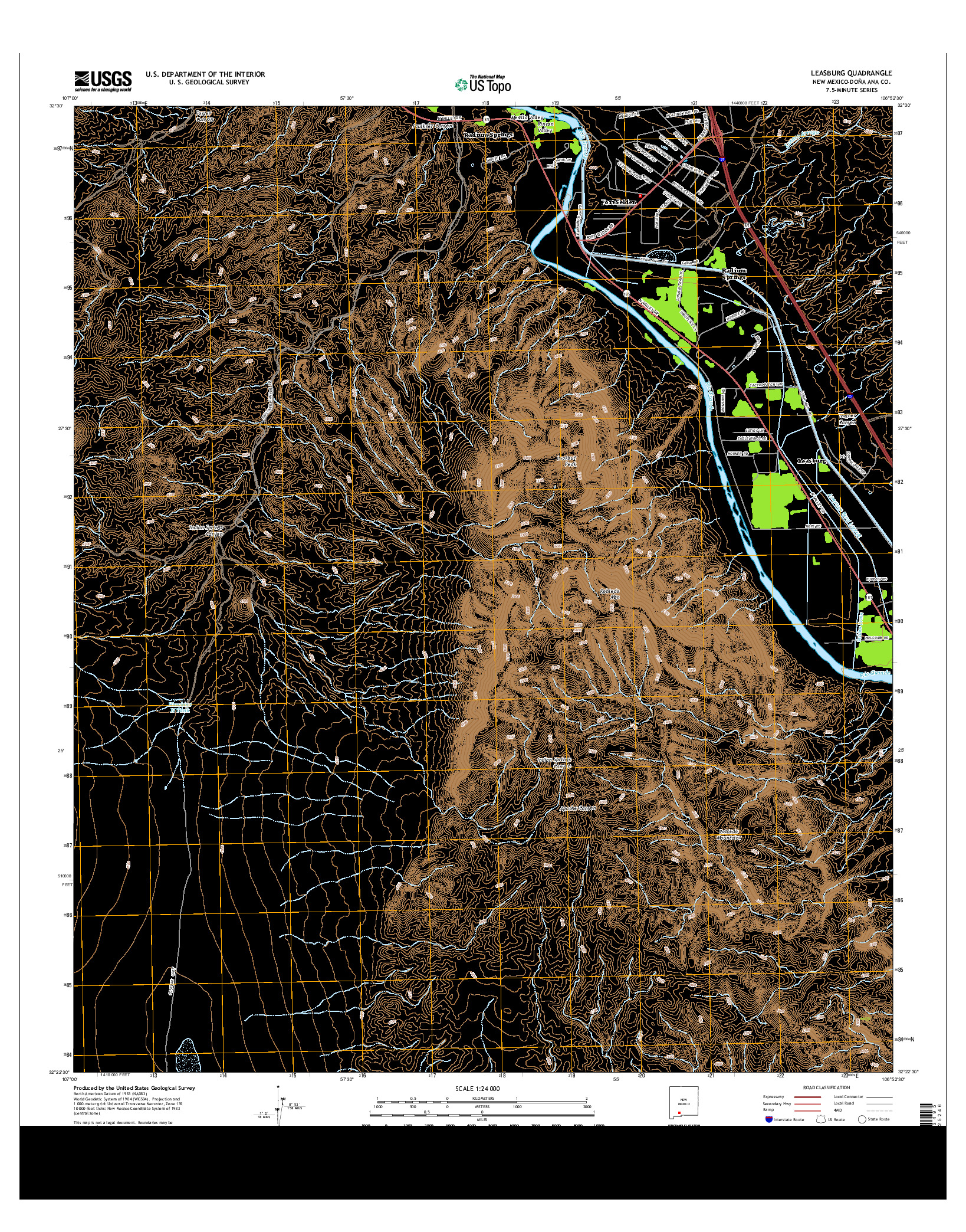 USGS US TOPO 7.5-MINUTE MAP FOR LEASBURG, NM 2013