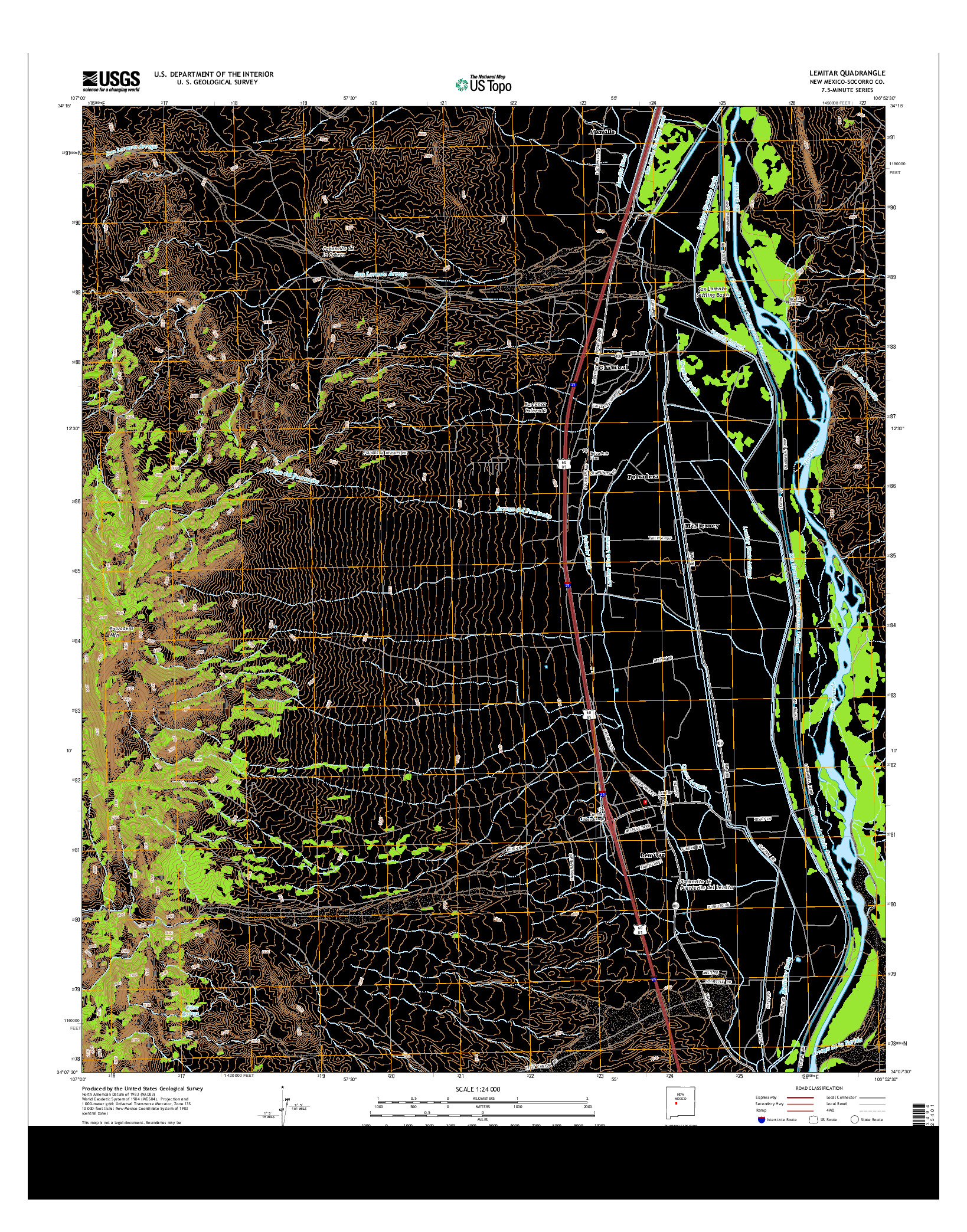 USGS US TOPO 7.5-MINUTE MAP FOR LEMITAR, NM 2013