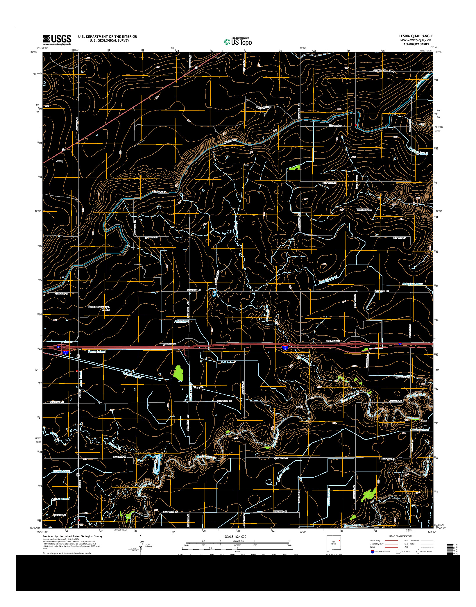 USGS US TOPO 7.5-MINUTE MAP FOR LESBIA, NM 2013