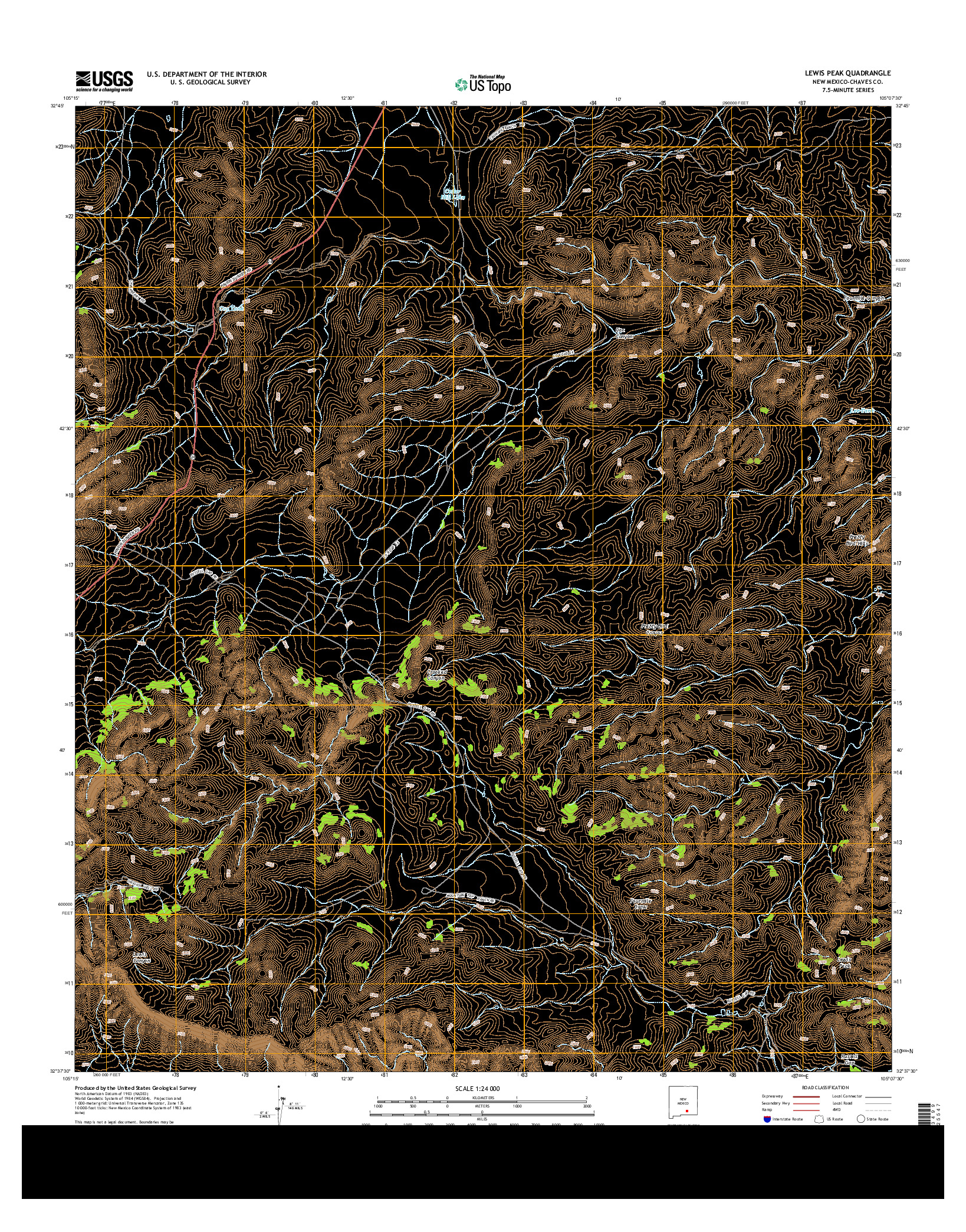 USGS US TOPO 7.5-MINUTE MAP FOR LEWIS PEAK, NM 2013