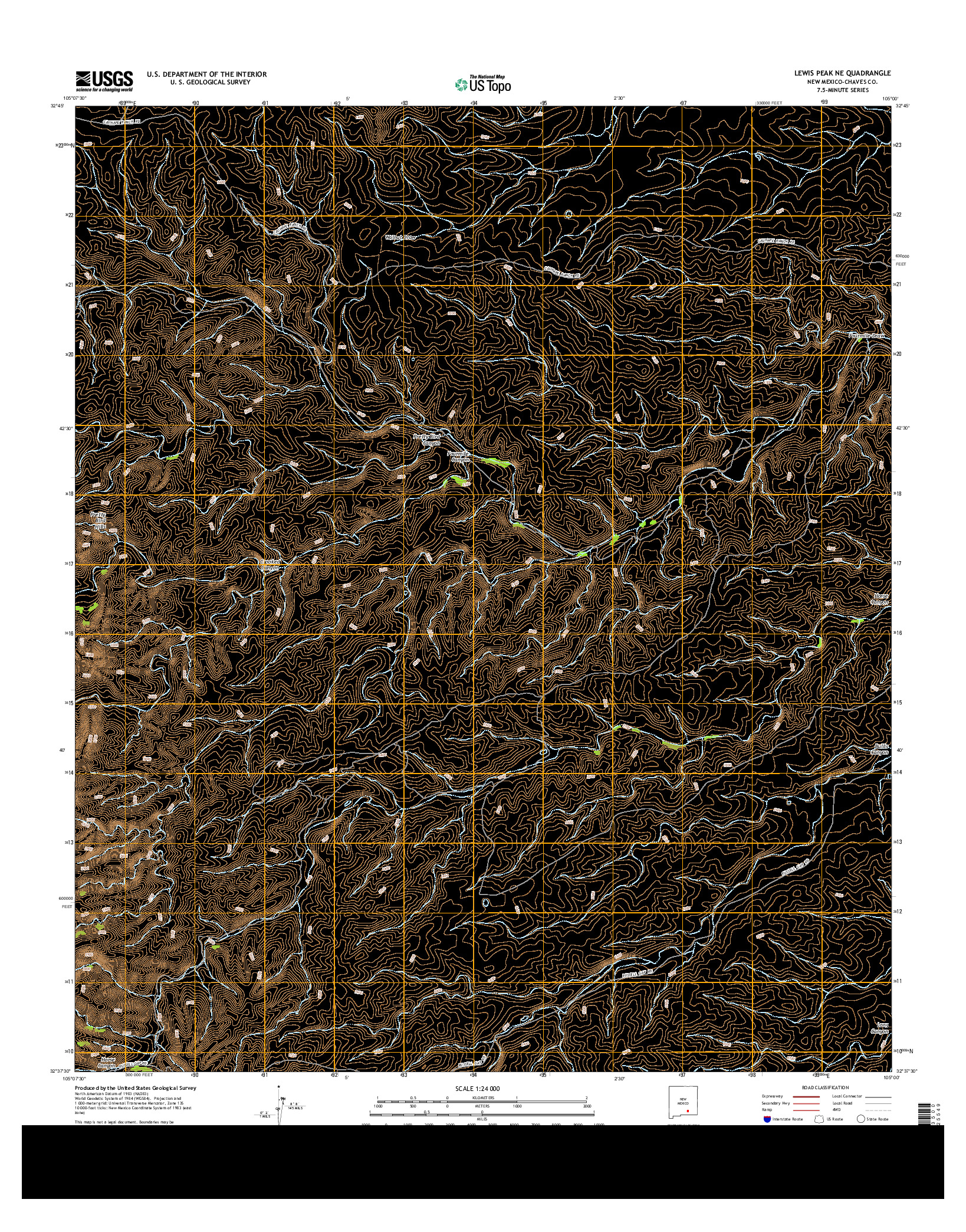 USGS US TOPO 7.5-MINUTE MAP FOR LEWIS PEAK NE, NM 2013