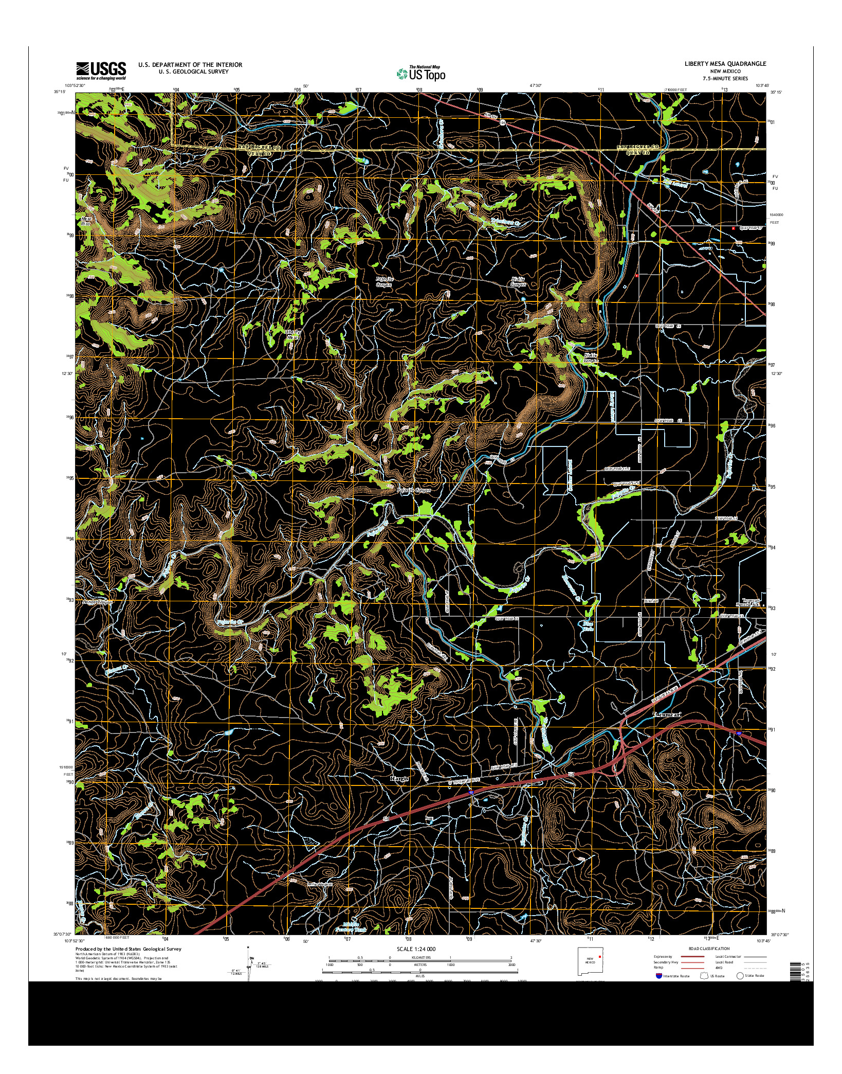 USGS US TOPO 7.5-MINUTE MAP FOR LIBERTY MESA, NM 2013