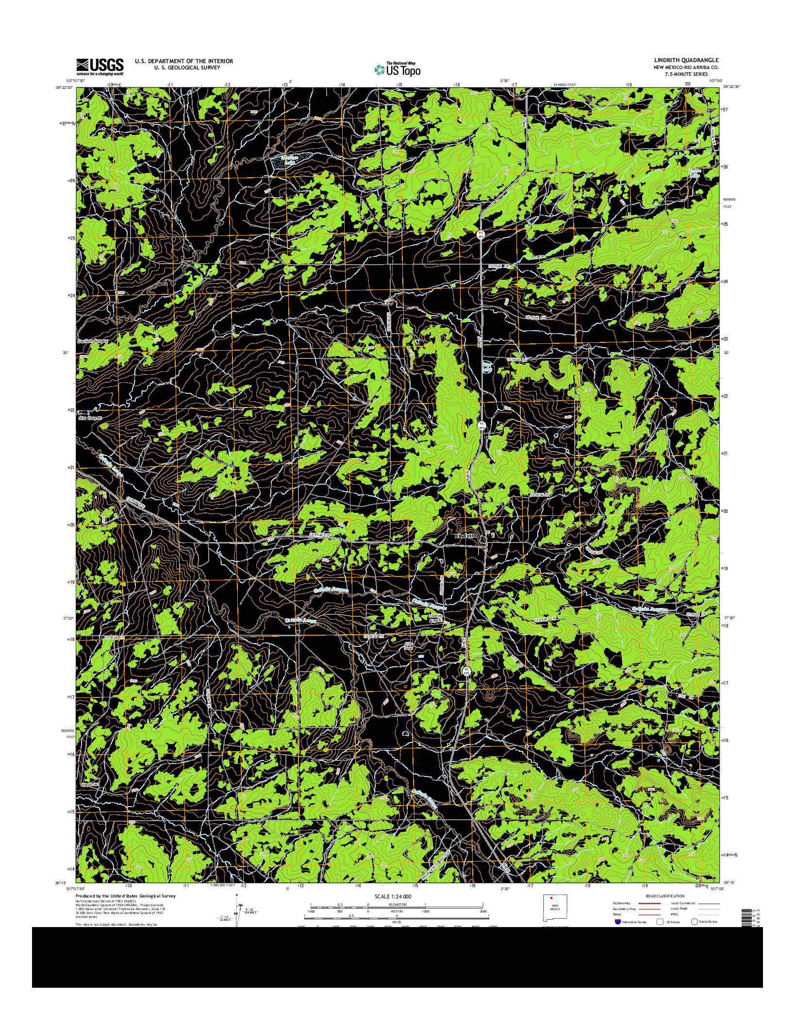 USGS US TOPO 7.5-MINUTE MAP FOR LINDRITH, NM 2013