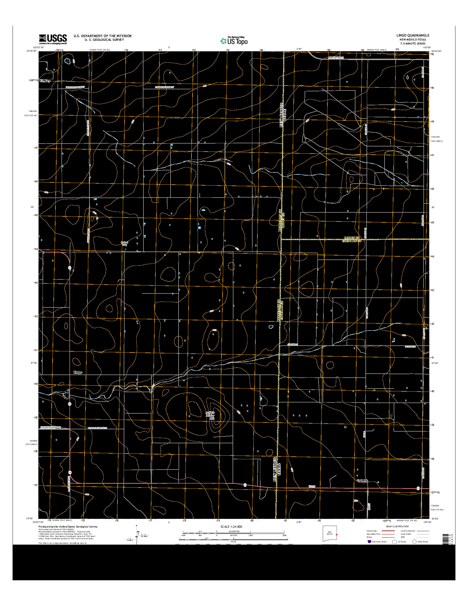 USGS US TOPO 7.5-MINUTE MAP FOR LINGO, NM-TX 2013