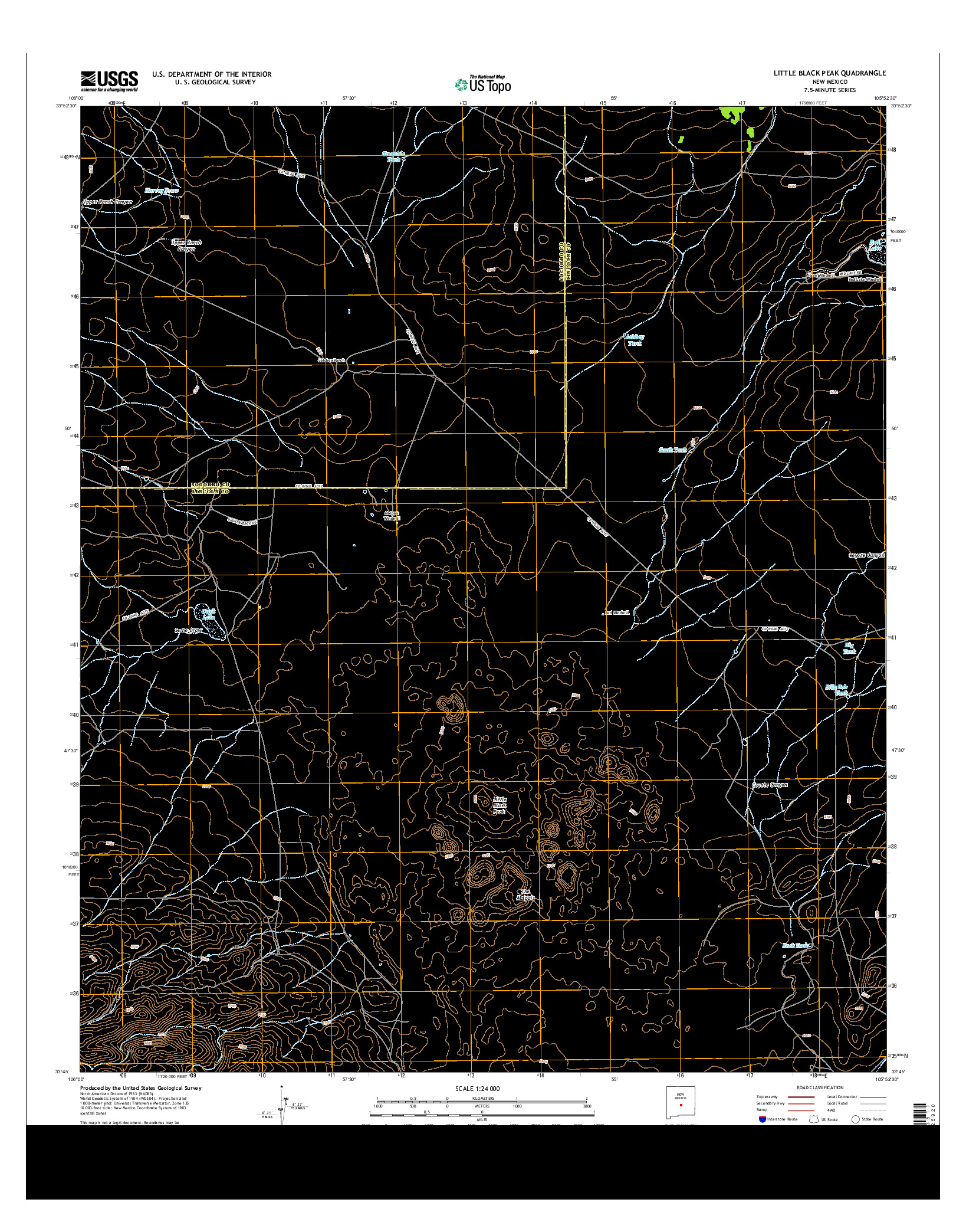 USGS US TOPO 7.5-MINUTE MAP FOR LITTLE BLACK PEAK, NM 2013