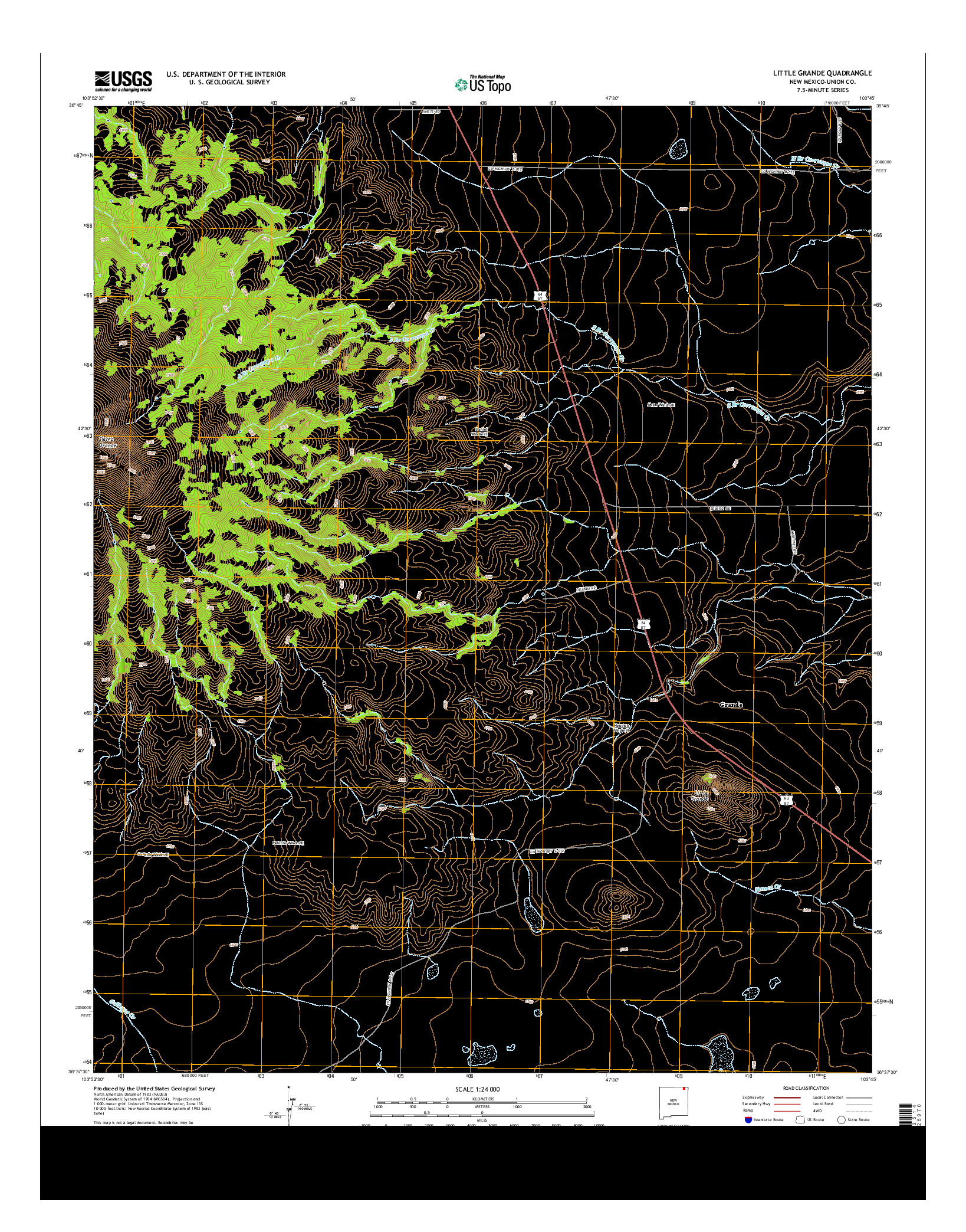 USGS US TOPO 7.5-MINUTE MAP FOR LITTLE GRANDE, NM 2013