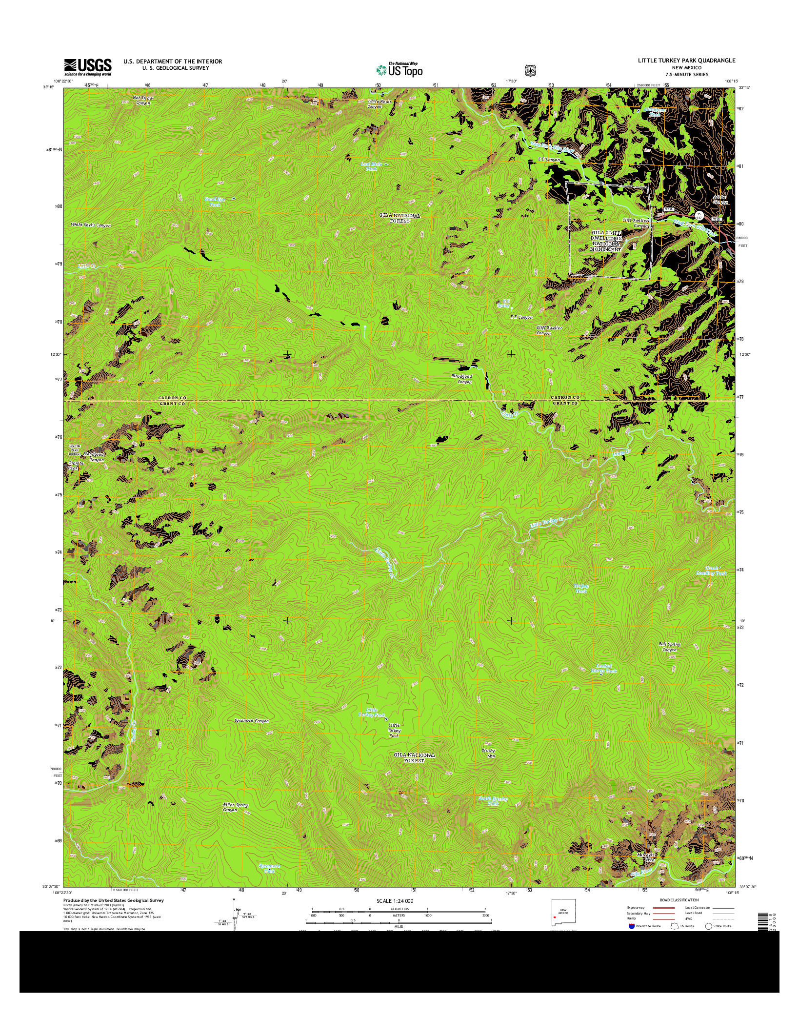 USGS US TOPO 7.5-MINUTE MAP FOR LITTLE TURKEY PARK, NM 2013