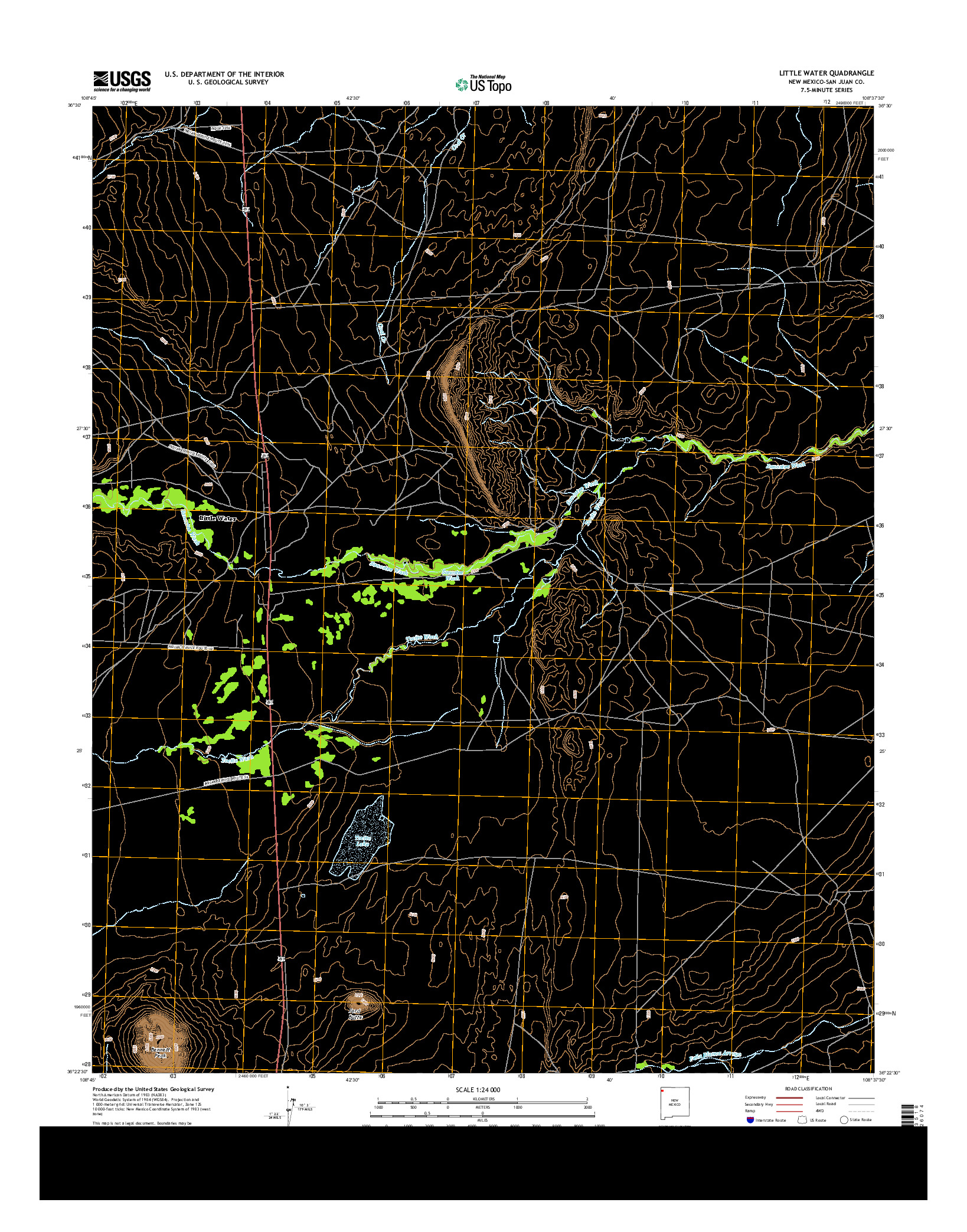 USGS US TOPO 7.5-MINUTE MAP FOR LITTLE WATER, NM 2013