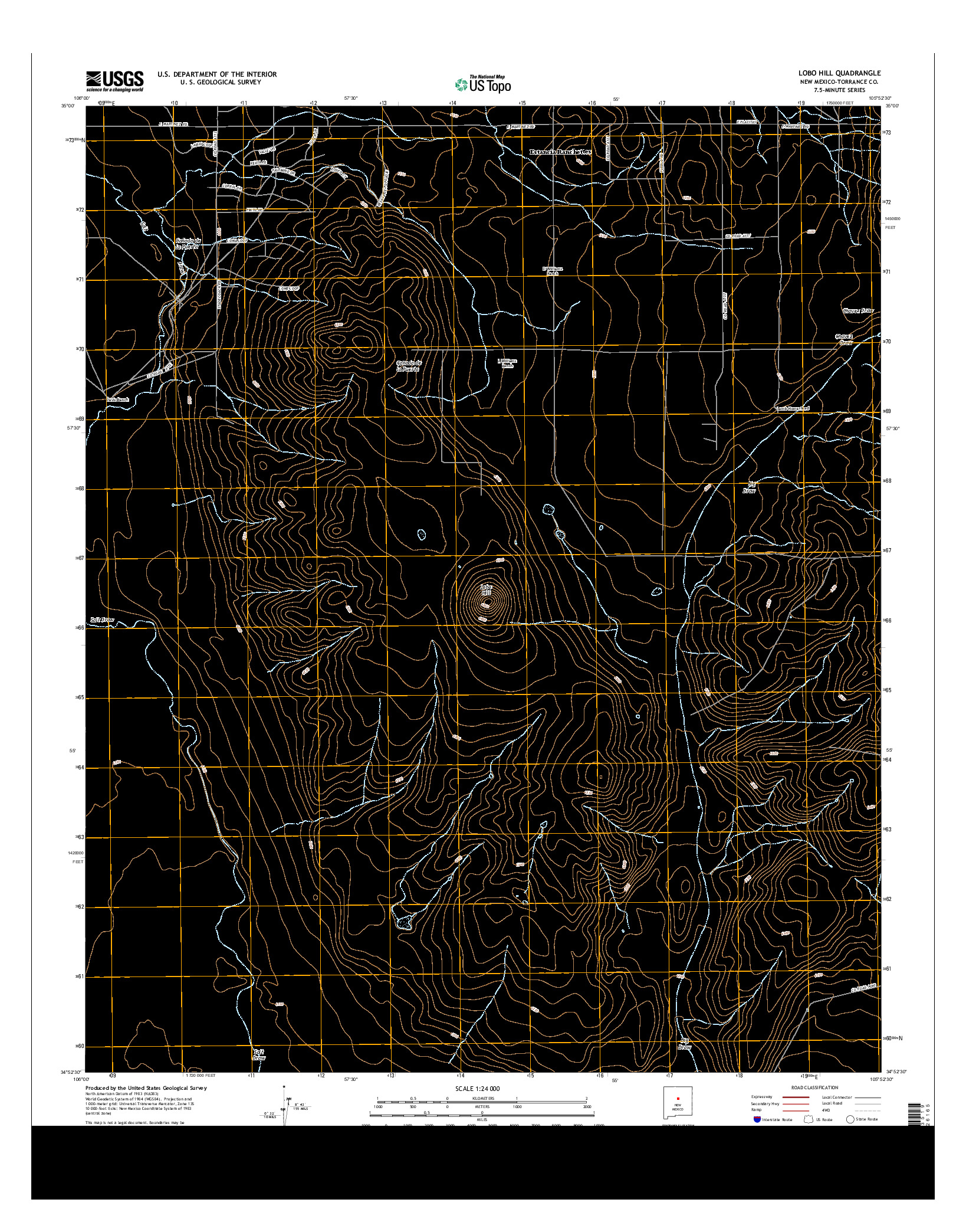 USGS US TOPO 7.5-MINUTE MAP FOR LOBO HILL, NM 2013