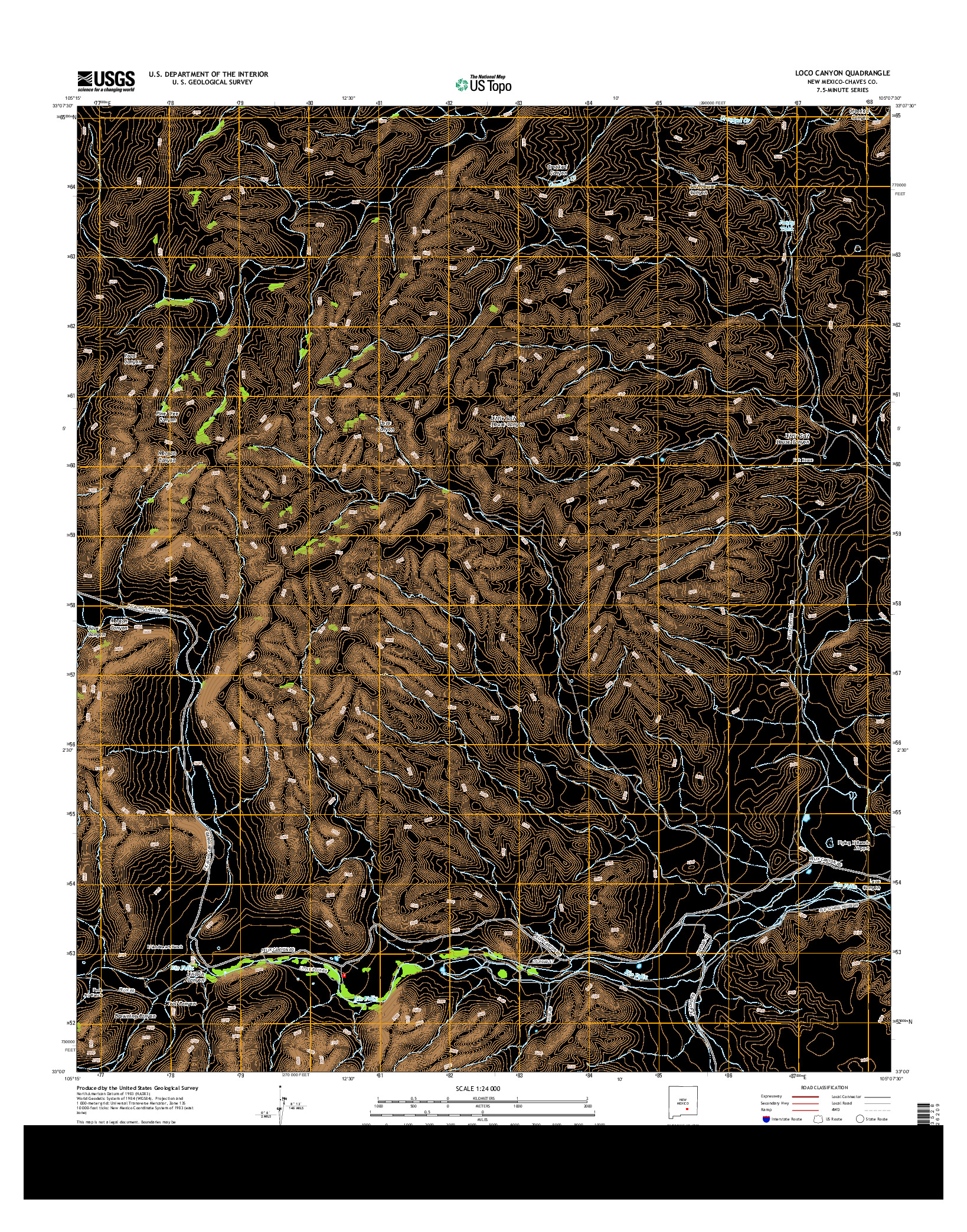 USGS US TOPO 7.5-MINUTE MAP FOR LOCO CANYON, NM 2013