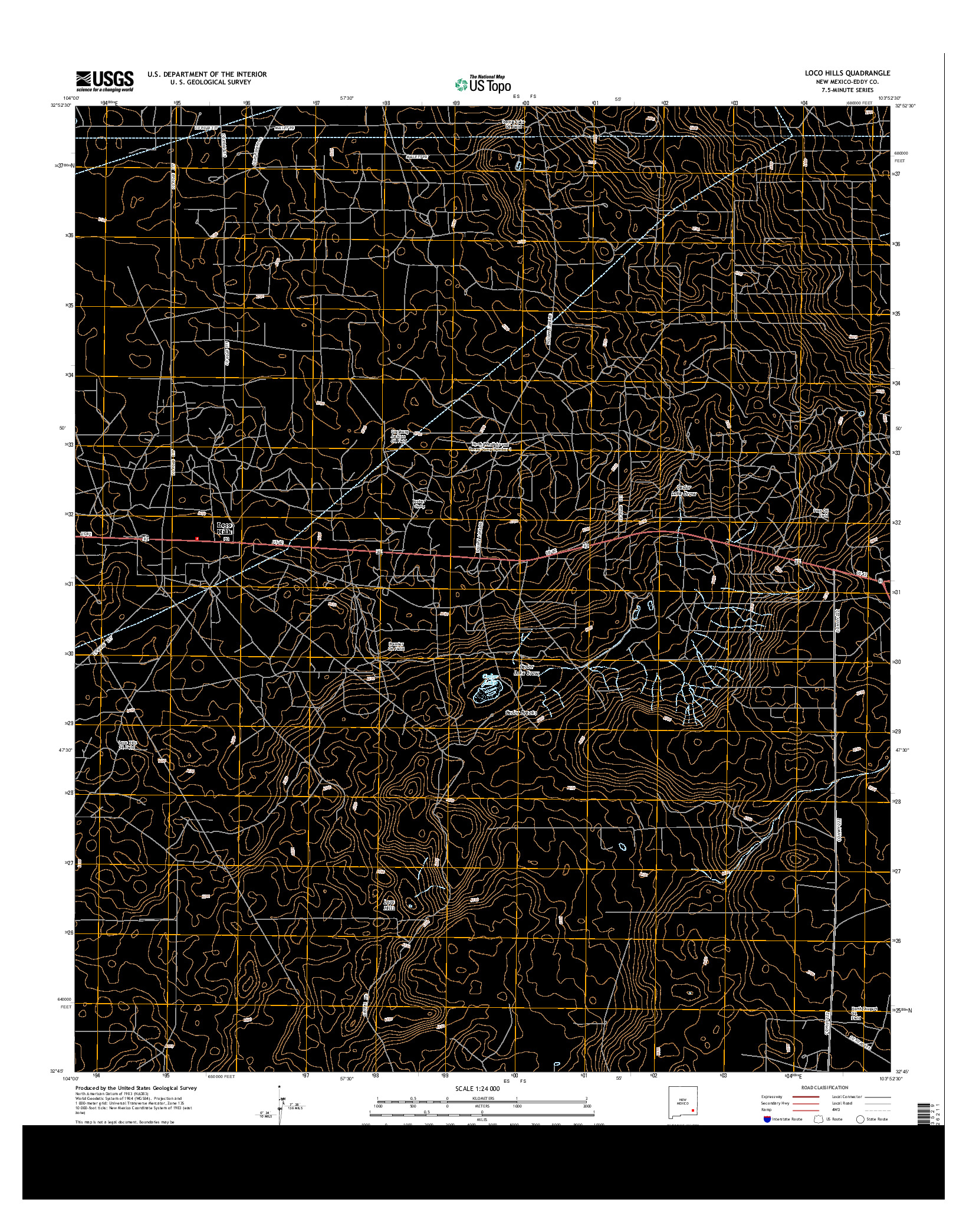 USGS US TOPO 7.5-MINUTE MAP FOR LOCO HILLS, NM 2013