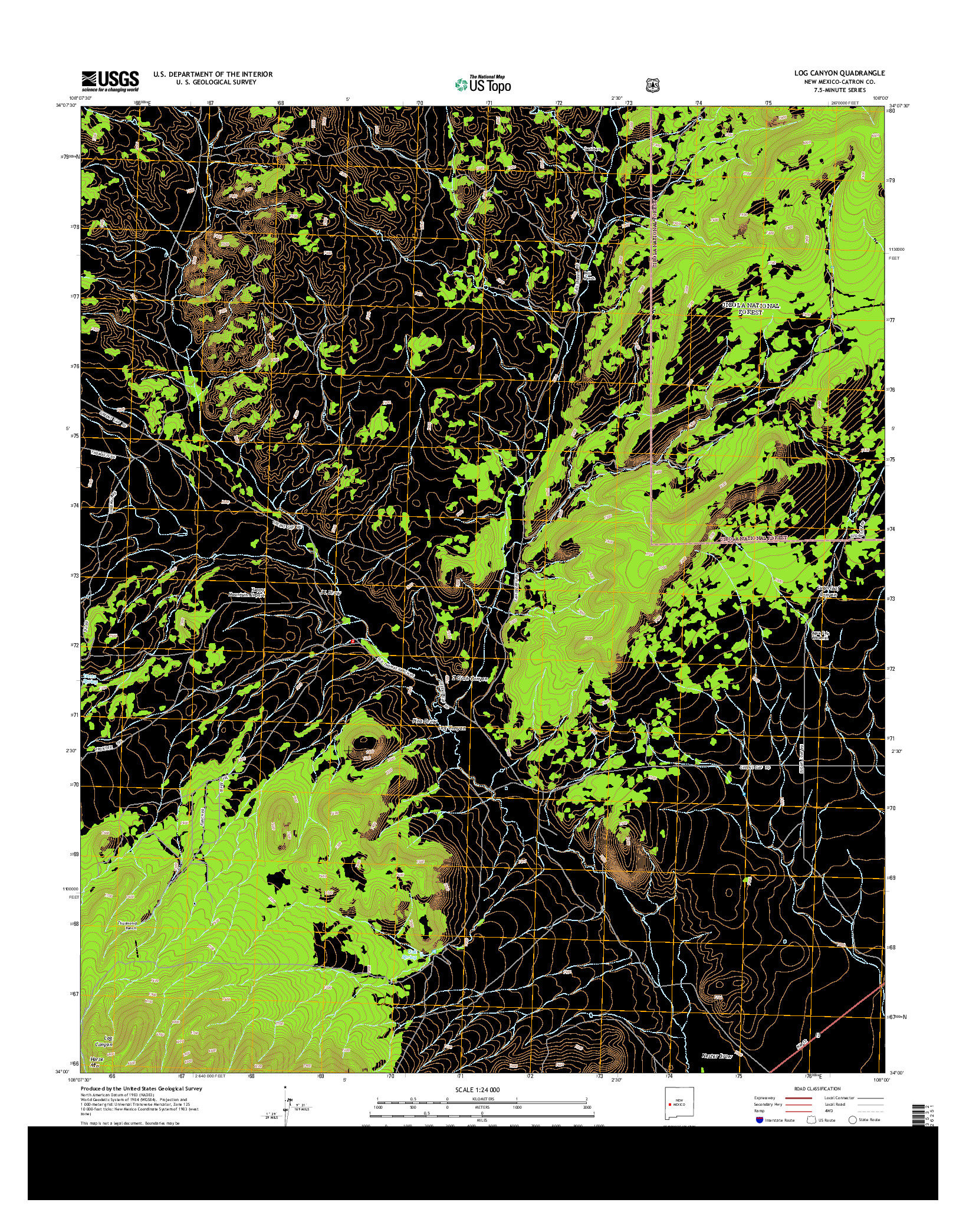 USGS US TOPO 7.5-MINUTE MAP FOR LOG CANYON, NM 2013