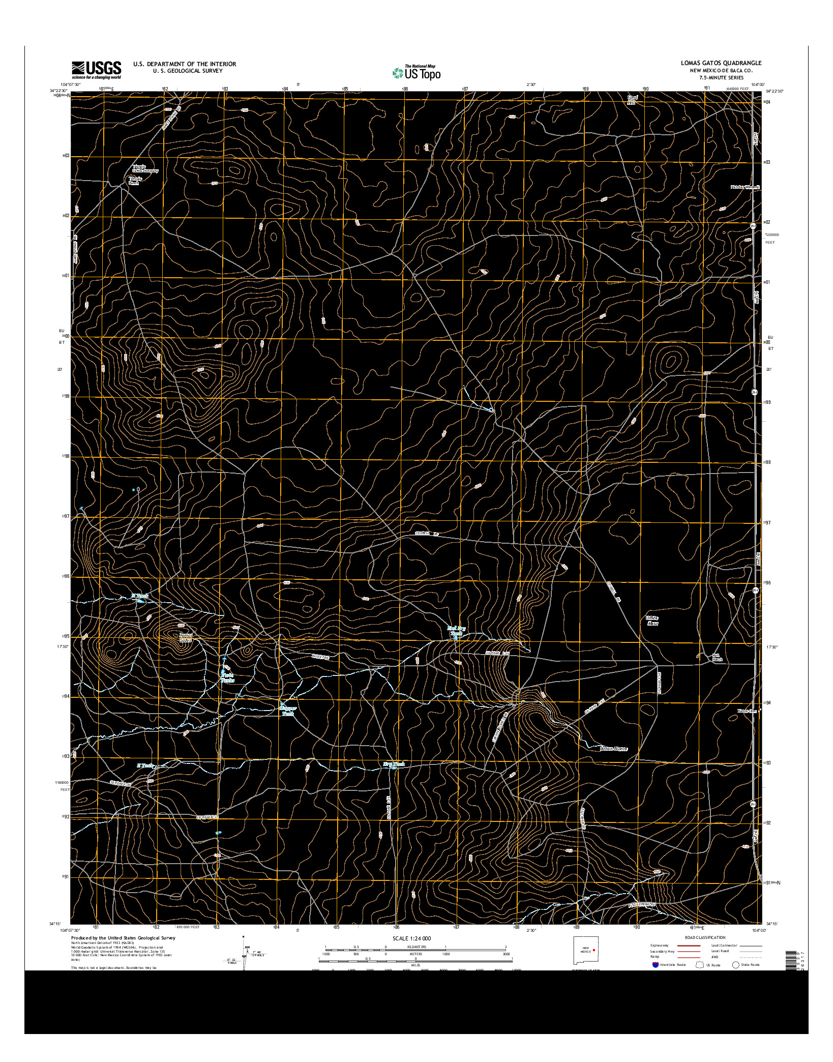 USGS US TOPO 7.5-MINUTE MAP FOR LOMAS GATOS, NM 2013