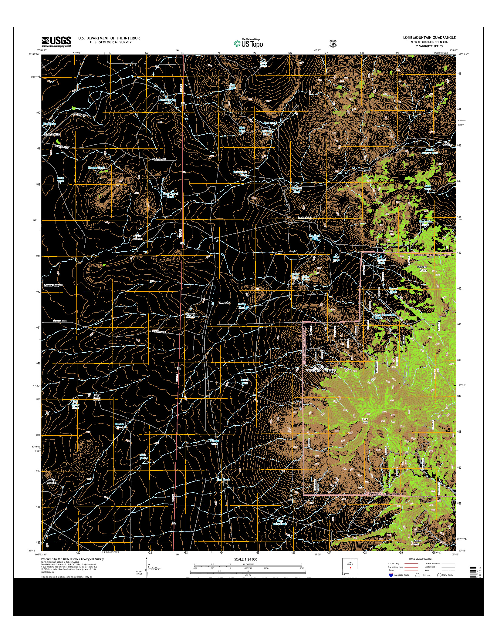 USGS US TOPO 7.5-MINUTE MAP FOR LONE MOUNTAIN, NM 2013