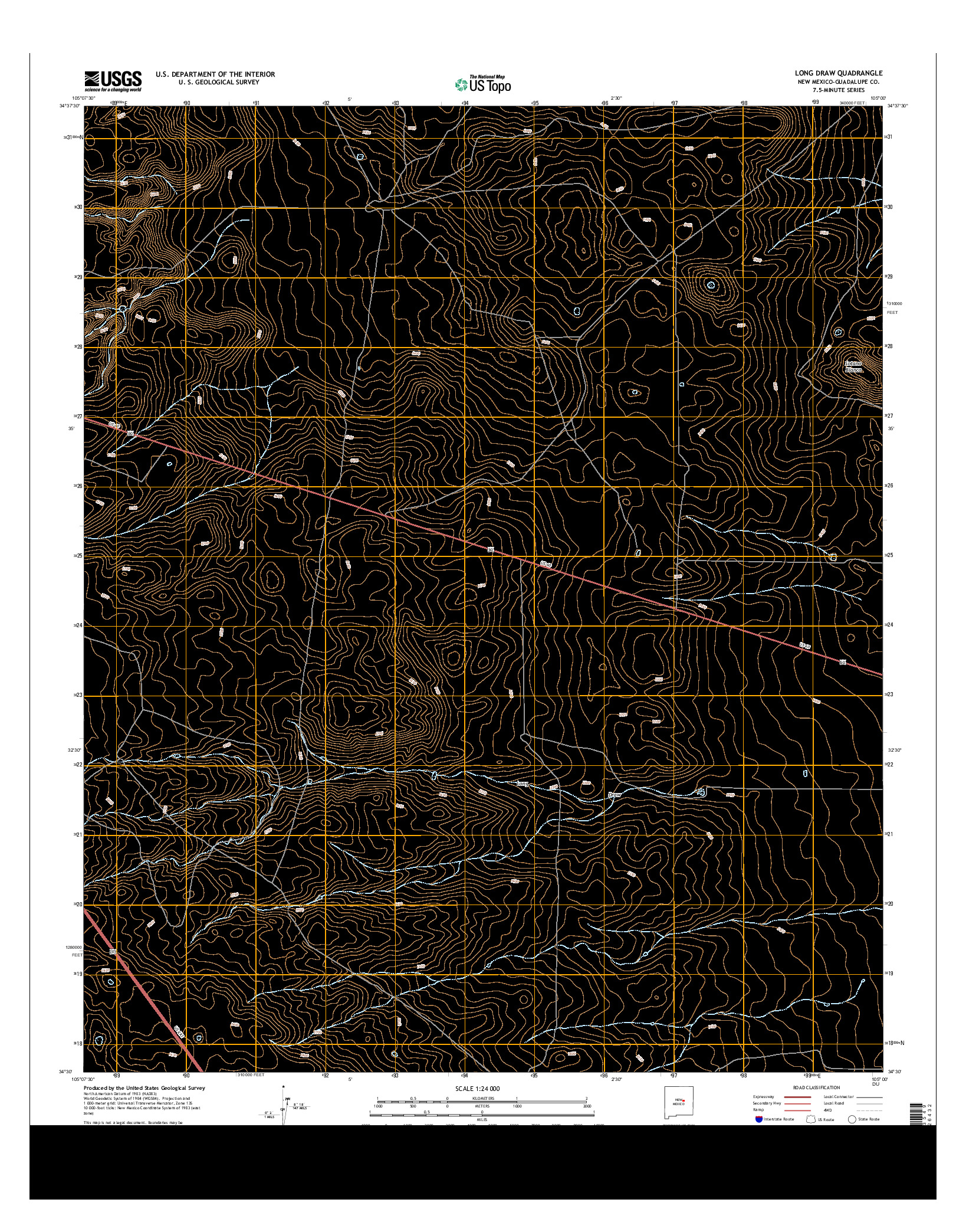 USGS US TOPO 7.5-MINUTE MAP FOR LONG DRAW, NM 2013