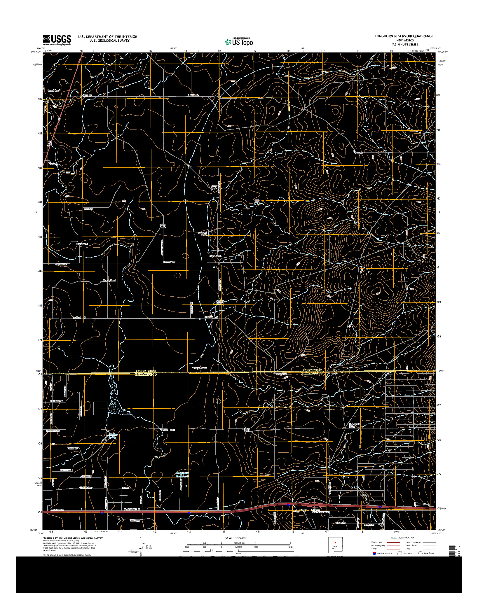 USGS US TOPO 7.5-MINUTE MAP FOR LONGHORN RESERVOIR, NM 2013