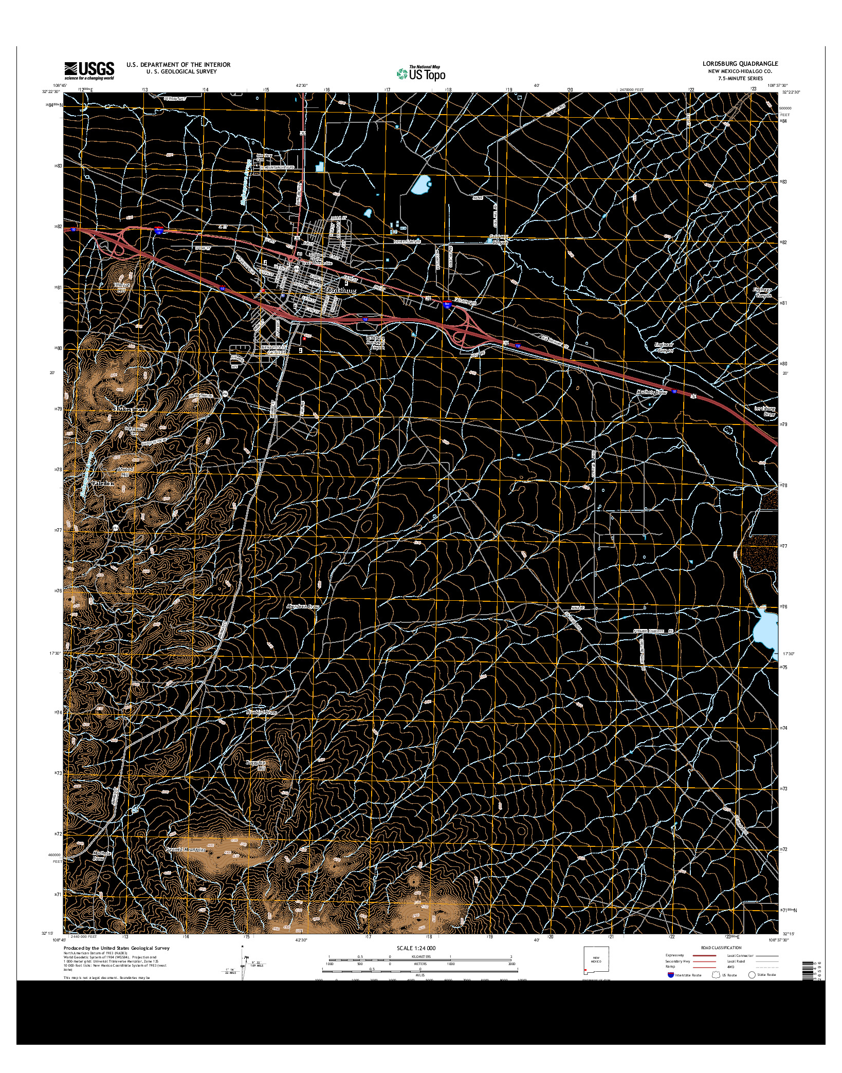 USGS US TOPO 7.5-MINUTE MAP FOR LORDSBURG, NM 2013