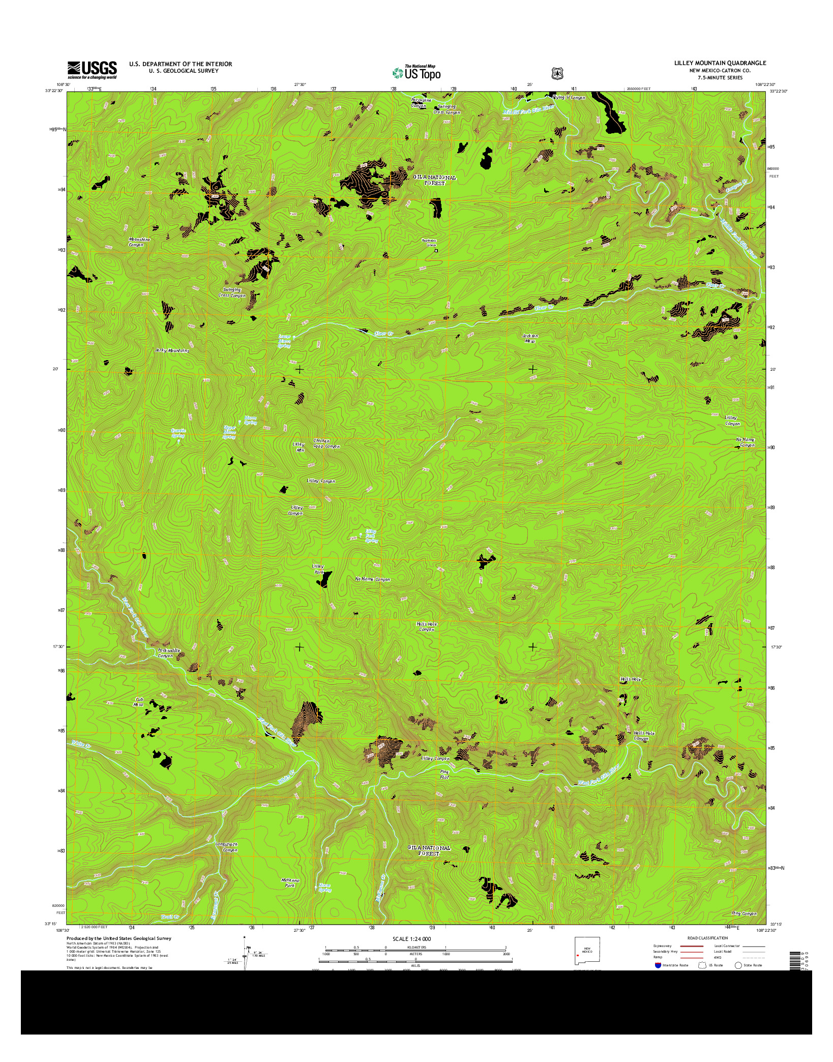 USGS US TOPO 7.5-MINUTE MAP FOR LILLEY MOUNTAIN, NM 2013