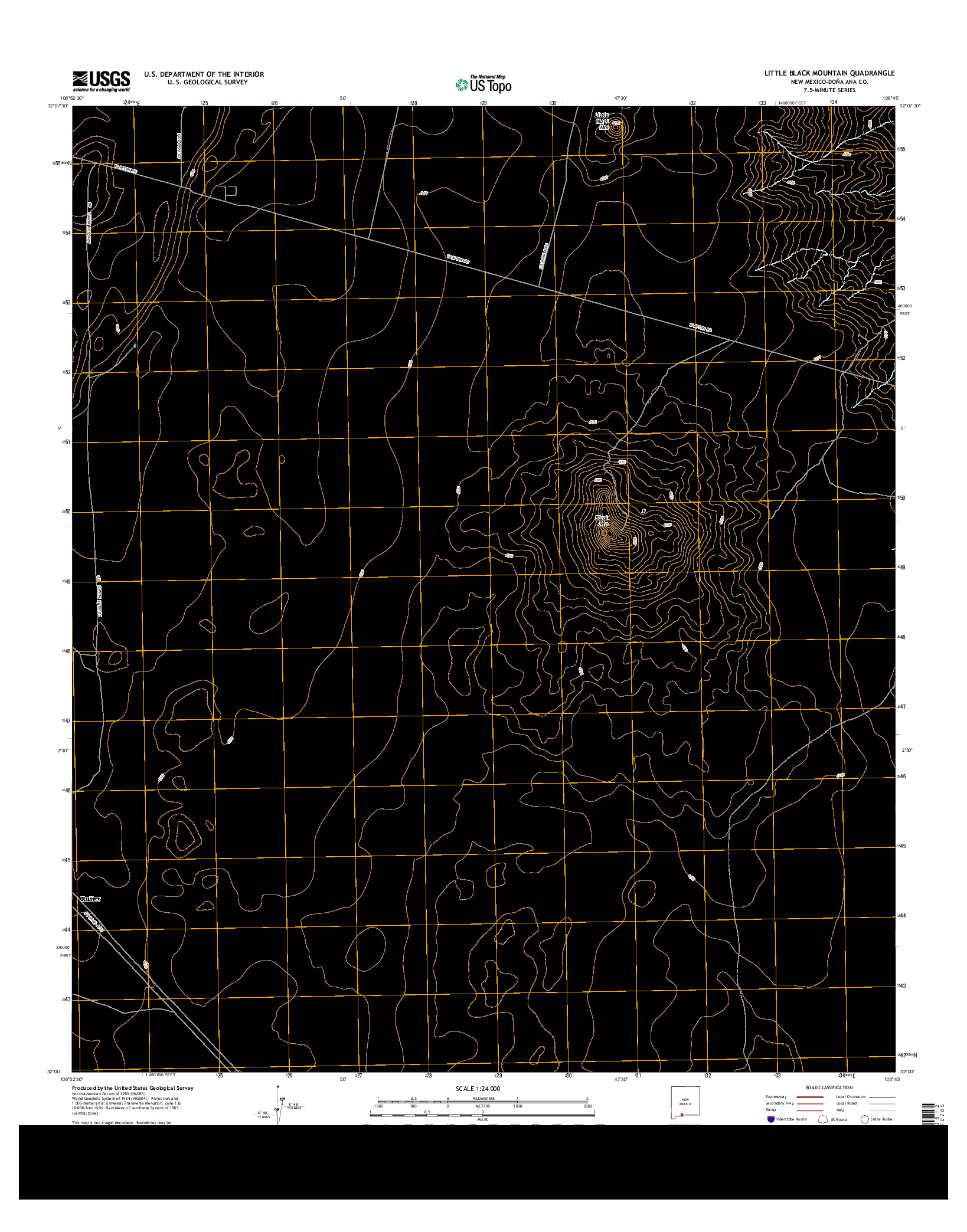 USGS US TOPO 7.5-MINUTE MAP FOR LITTLE BLACK MOUNTAIN, NM 2013