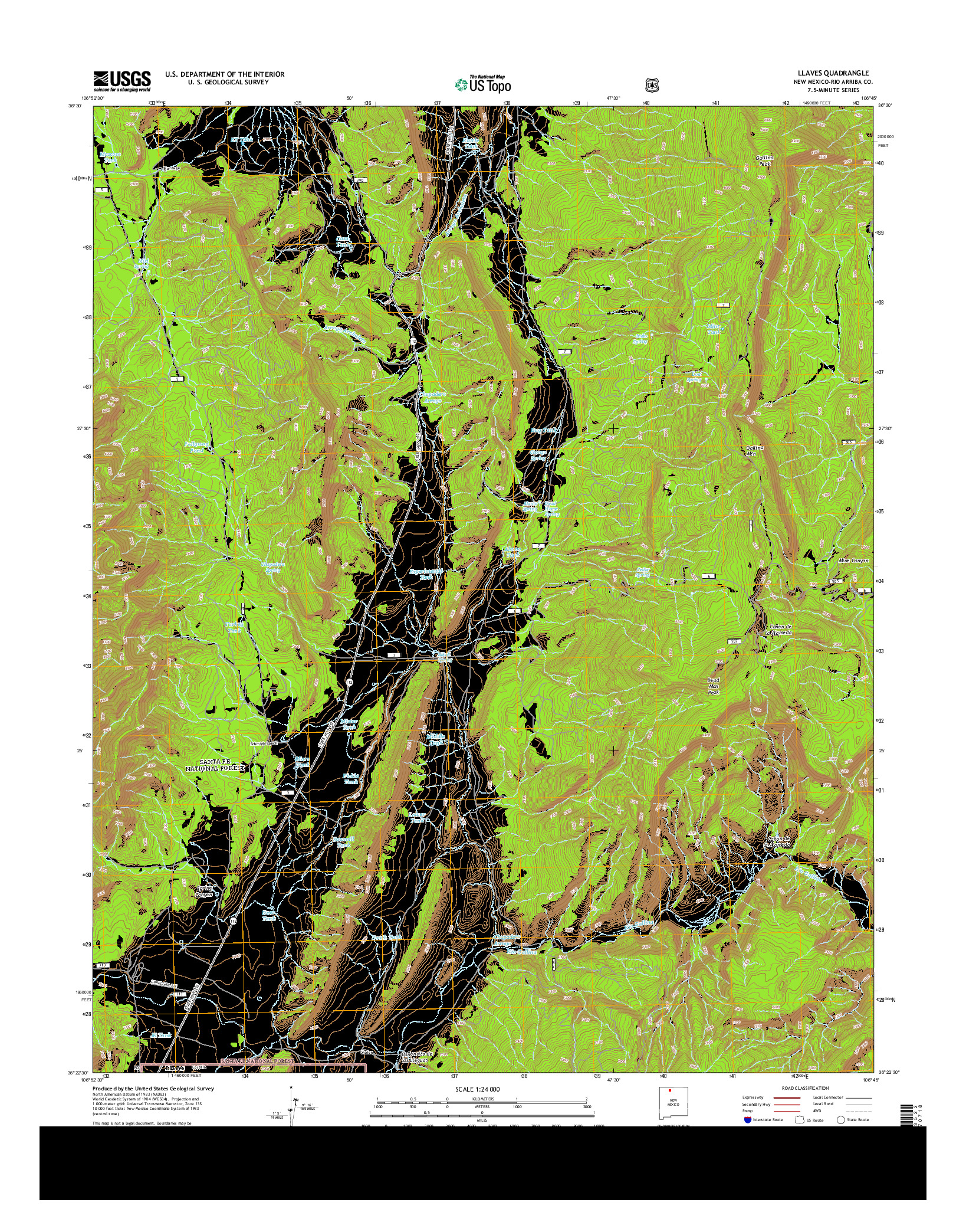 USGS US TOPO 7.5-MINUTE MAP FOR LLAVES, NM 2013