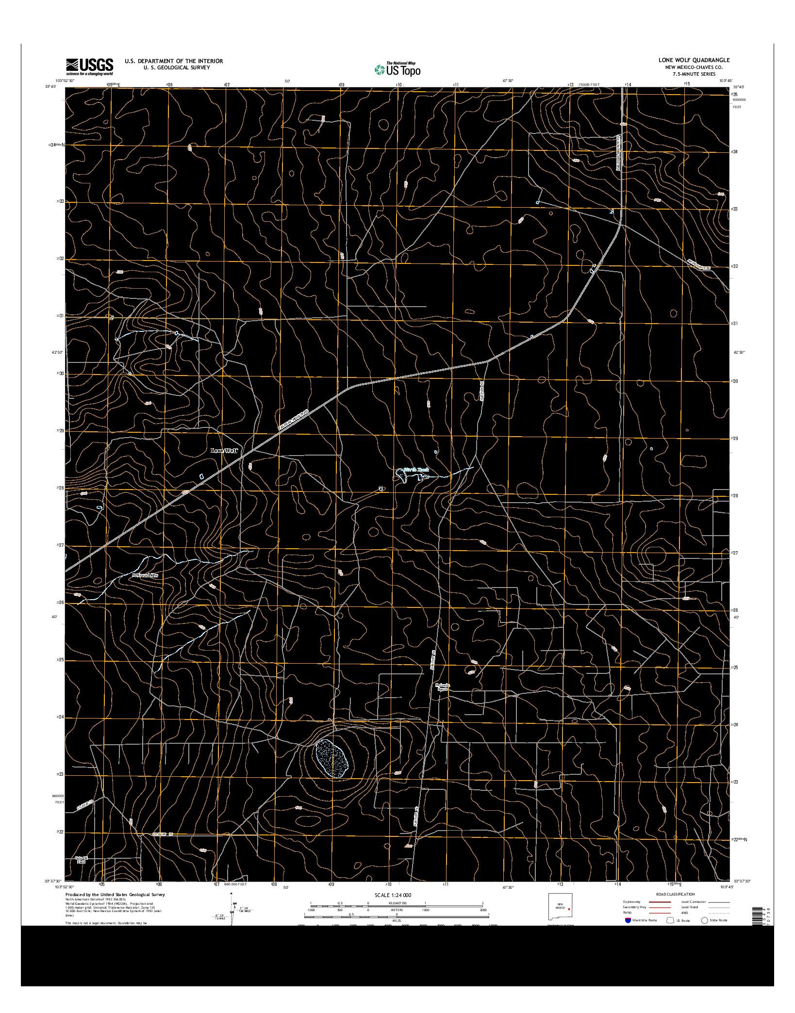 USGS US TOPO 7.5-MINUTE MAP FOR LONE WOLF, NM 2013