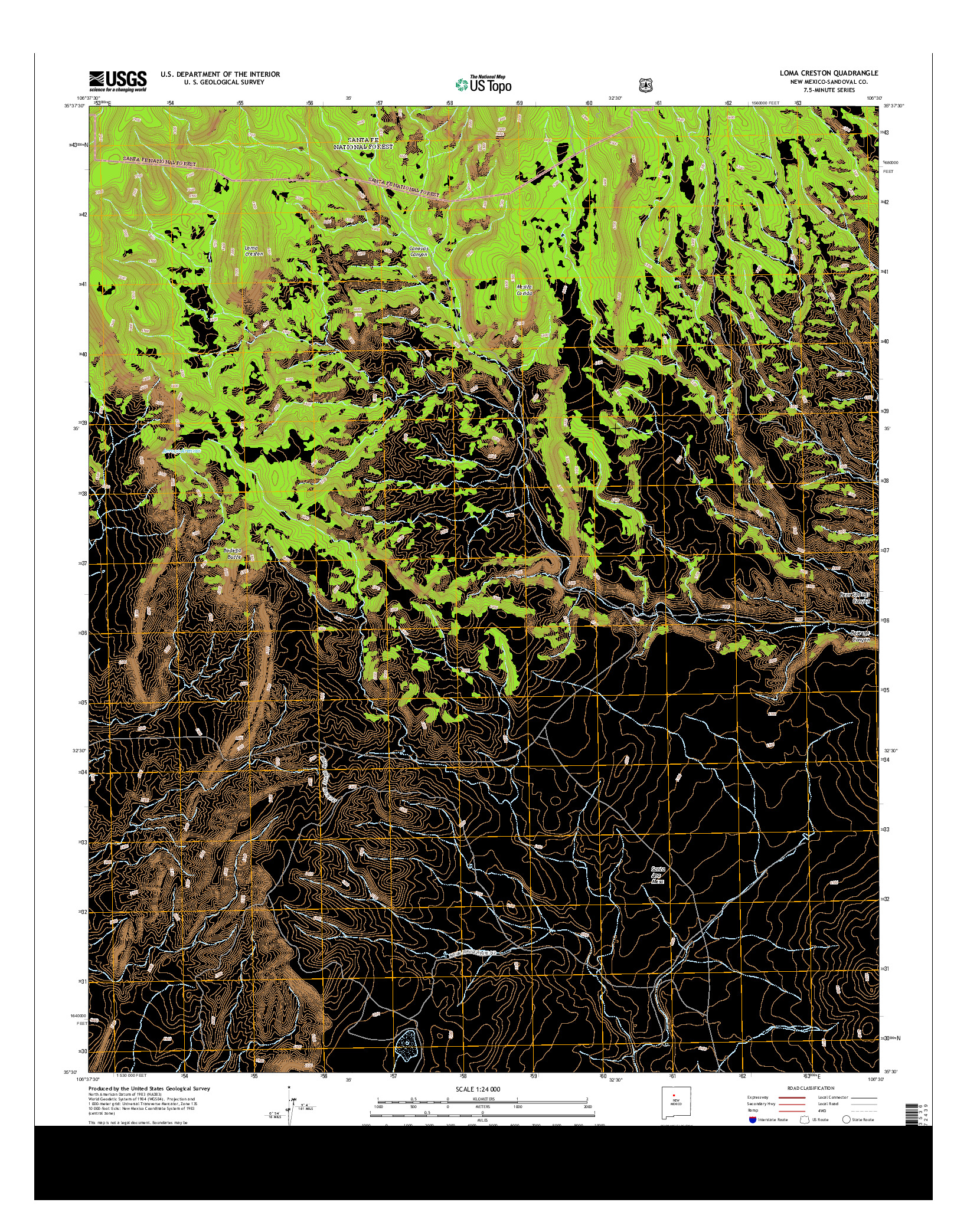 USGS US TOPO 7.5-MINUTE MAP FOR LOMA CRESTON, NM 2013