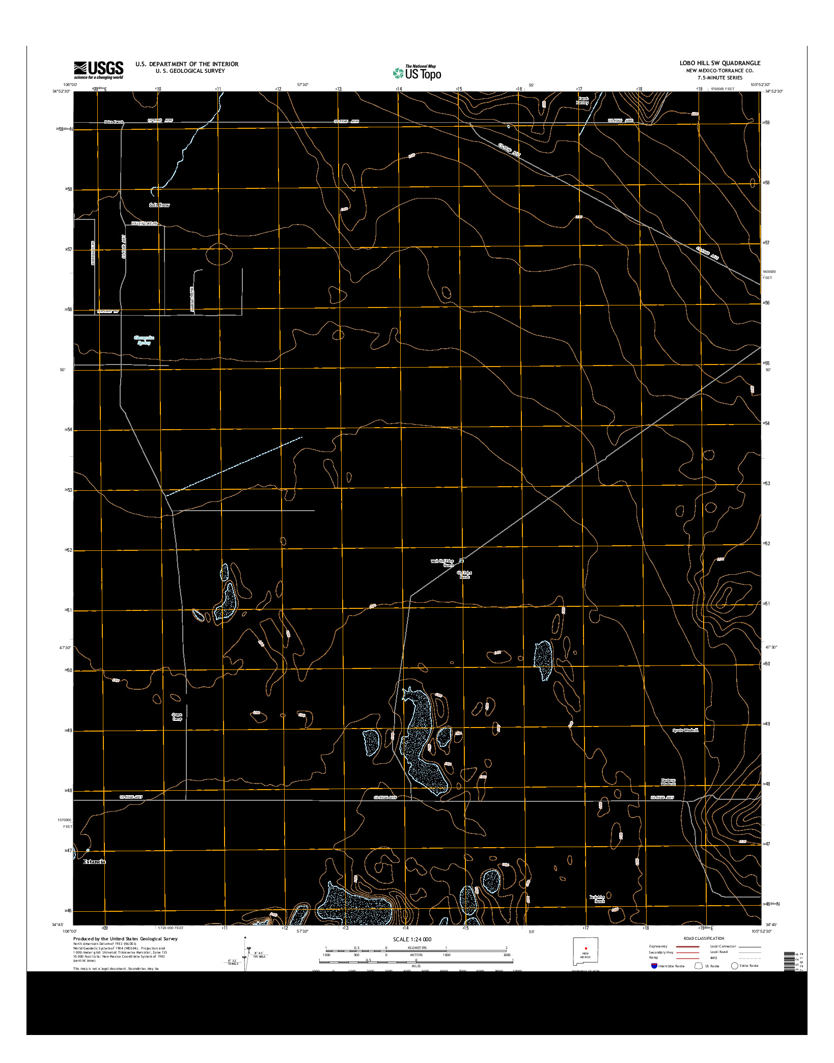 USGS US TOPO 7.5-MINUTE MAP FOR LOBO HILL SW, NM 2013