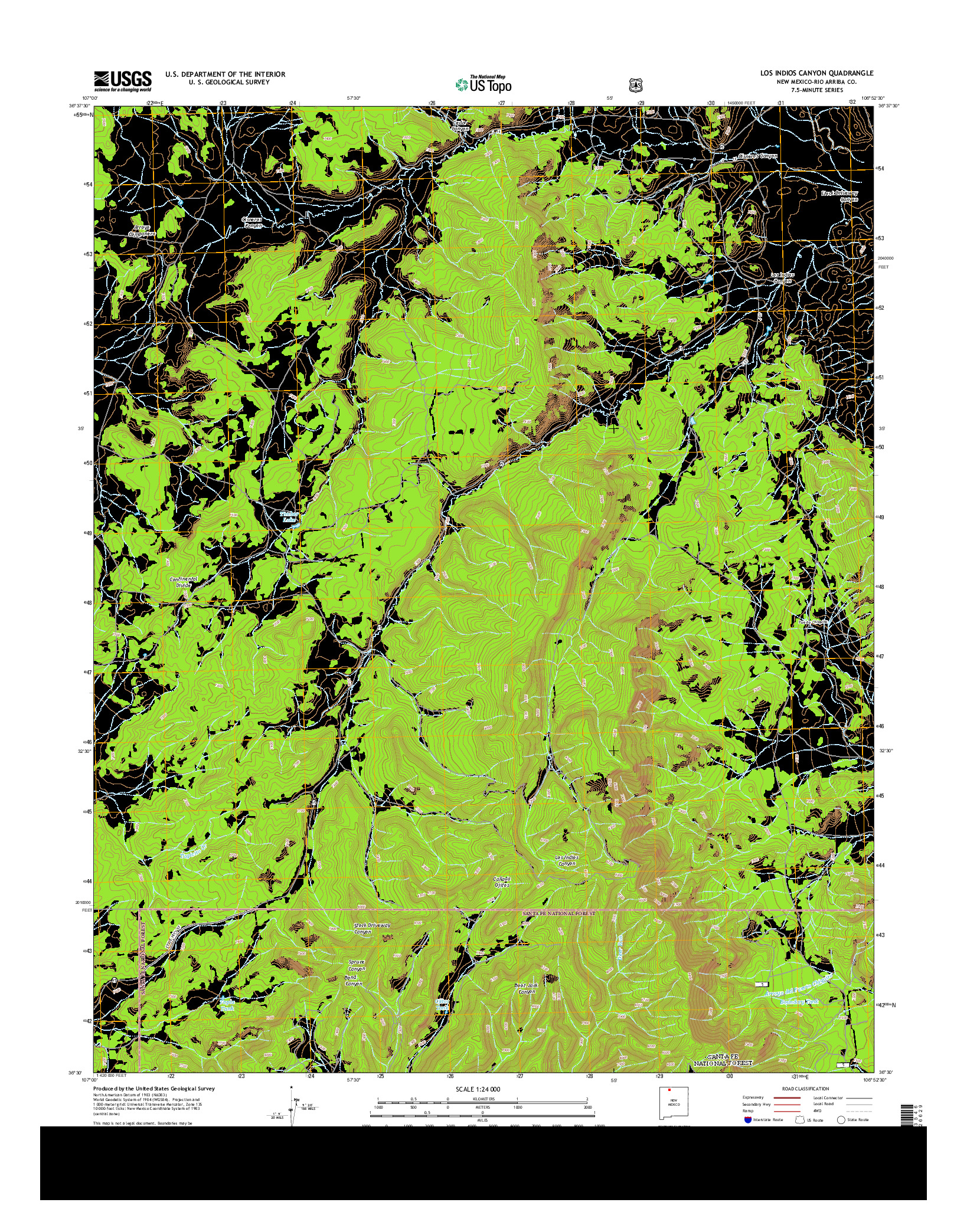 USGS US TOPO 7.5-MINUTE MAP FOR LOS INDIOS CANYON, NM 2013