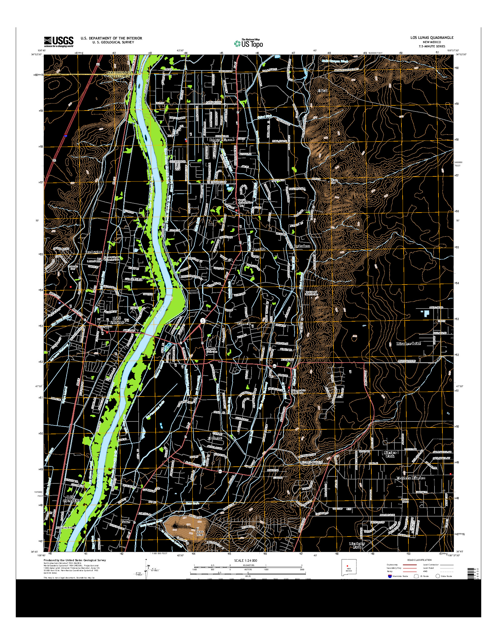 USGS US TOPO 7.5-MINUTE MAP FOR LOS LUNAS, NM 2013