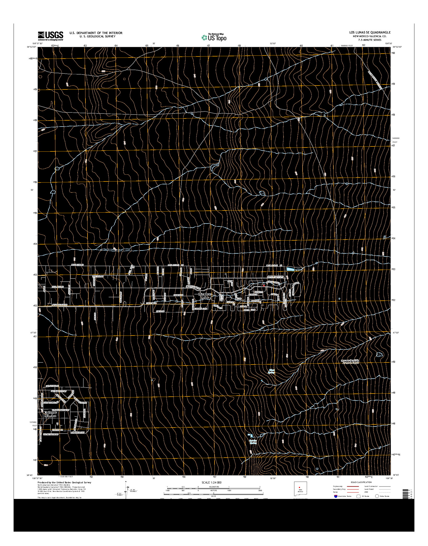 USGS US TOPO 7.5-MINUTE MAP FOR LOS LUNAS SE, NM 2013