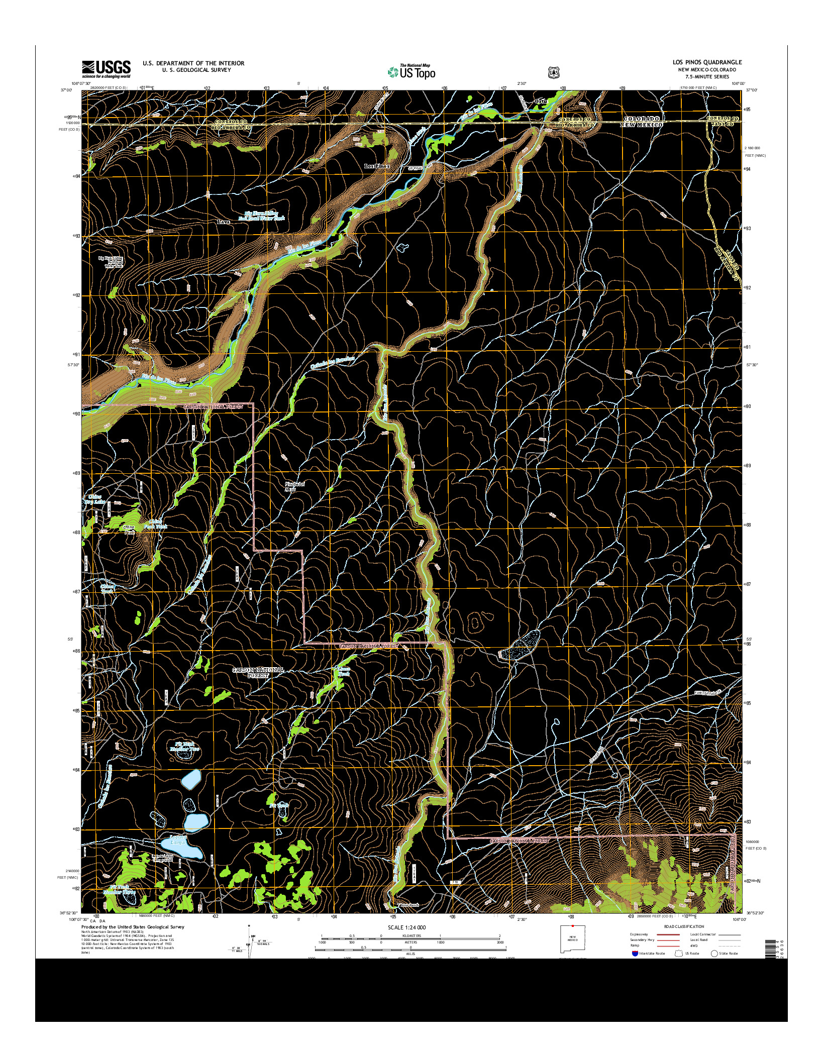 USGS US TOPO 7.5-MINUTE MAP FOR LOS PINOS, NM-CO 2013
