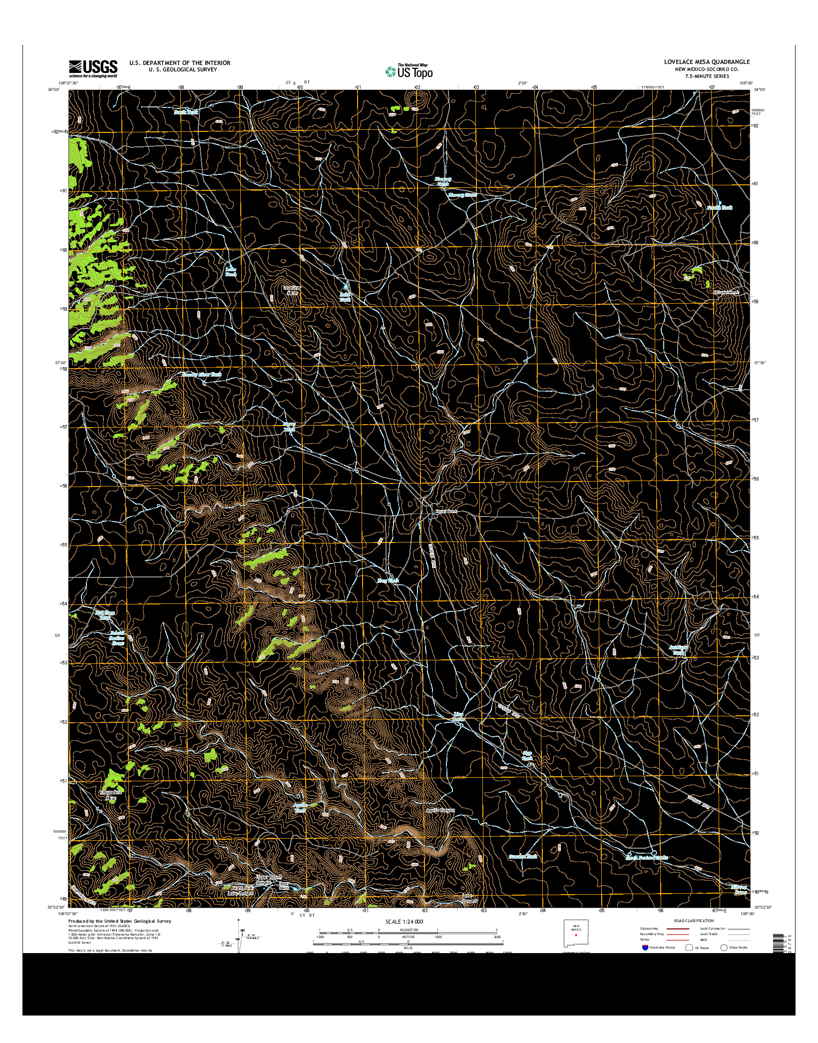 USGS US TOPO 7.5-MINUTE MAP FOR LOVELACE MESA, NM 2013