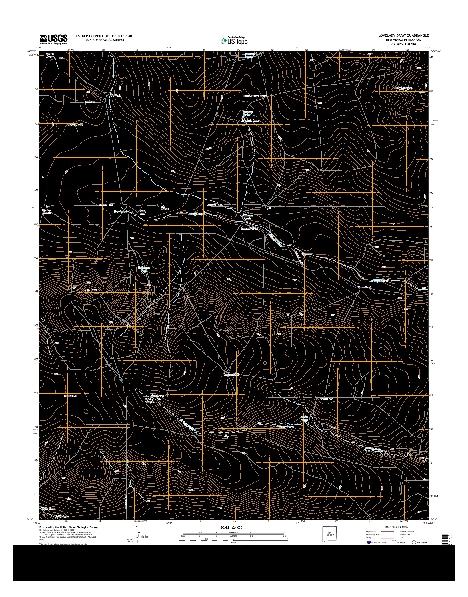 USGS US TOPO 7.5-MINUTE MAP FOR LOVELADY DRAW, NM 2013