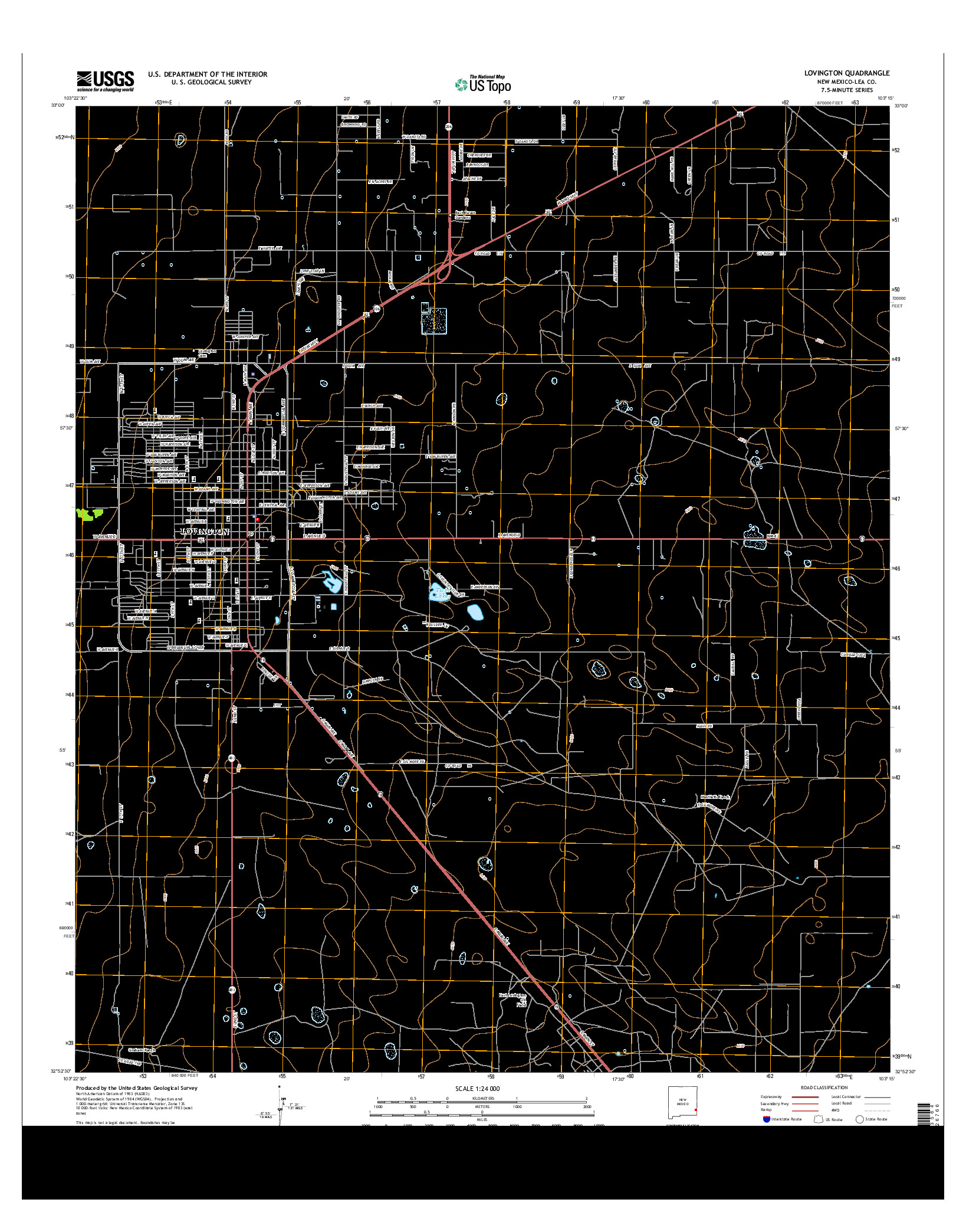 USGS US TOPO 7.5-MINUTE MAP FOR LOVINGTON, NM 2013