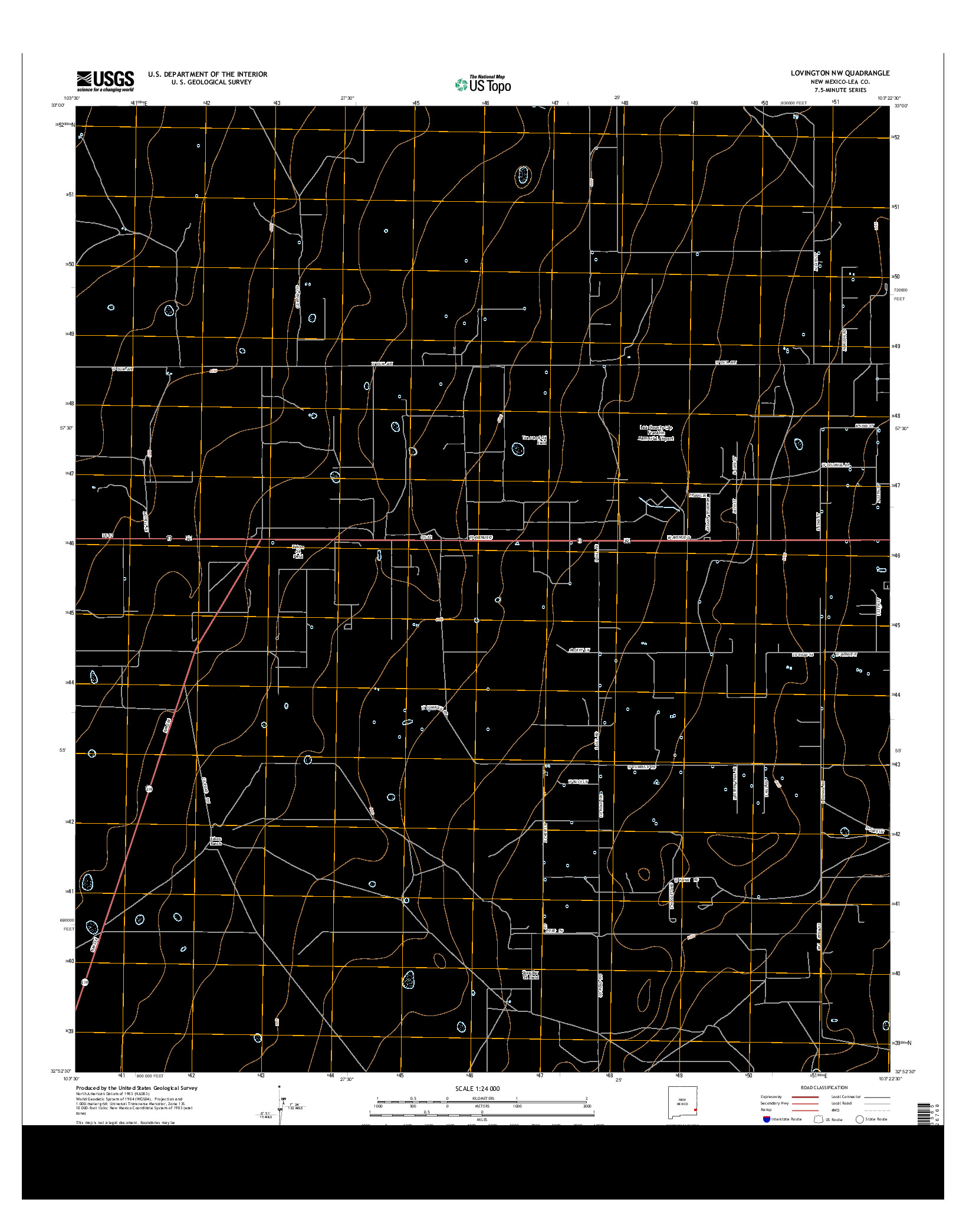 USGS US TOPO 7.5-MINUTE MAP FOR LOVINGTON NW, NM 2013