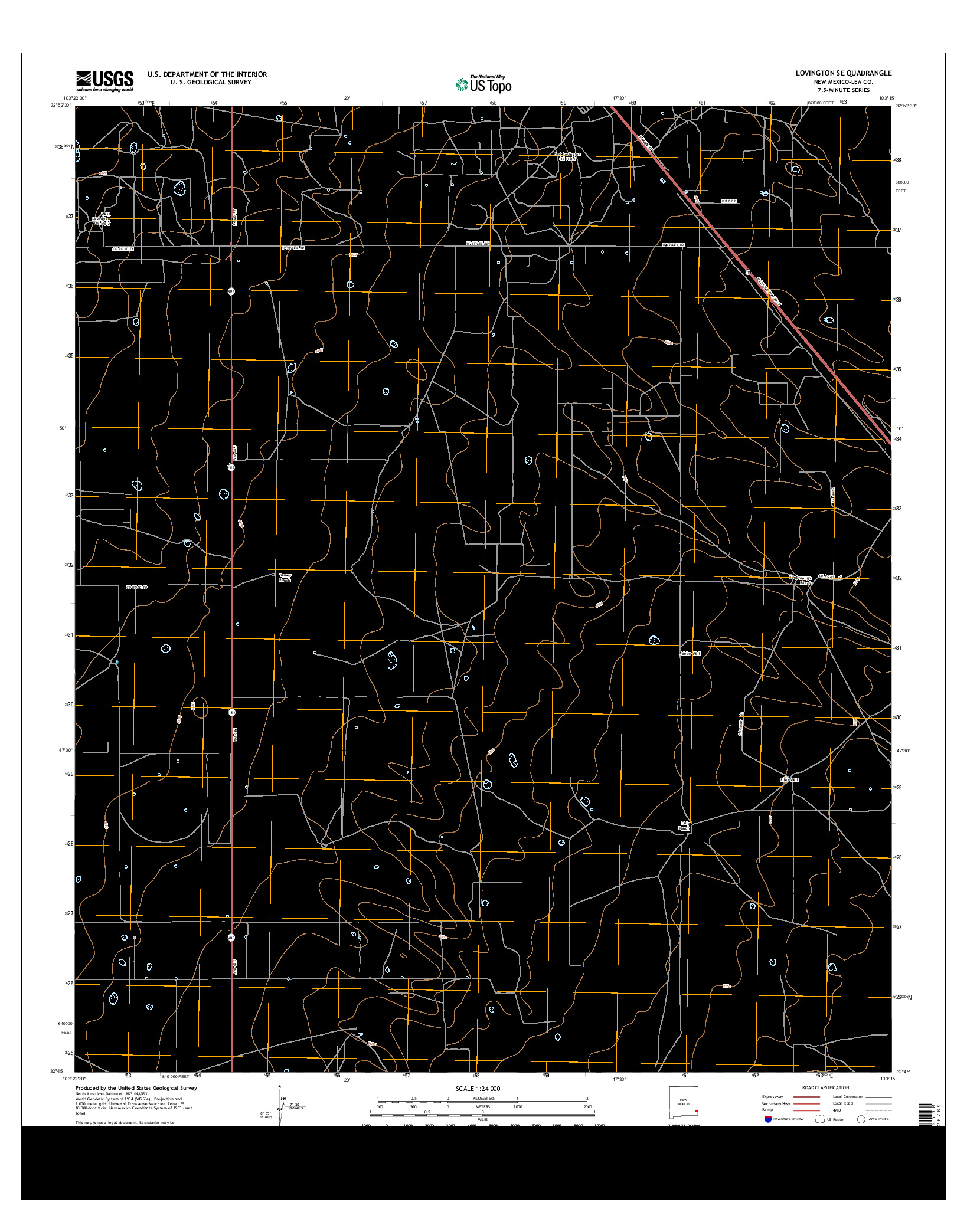 USGS US TOPO 7.5-MINUTE MAP FOR LOVINGTON SE, NM 2013