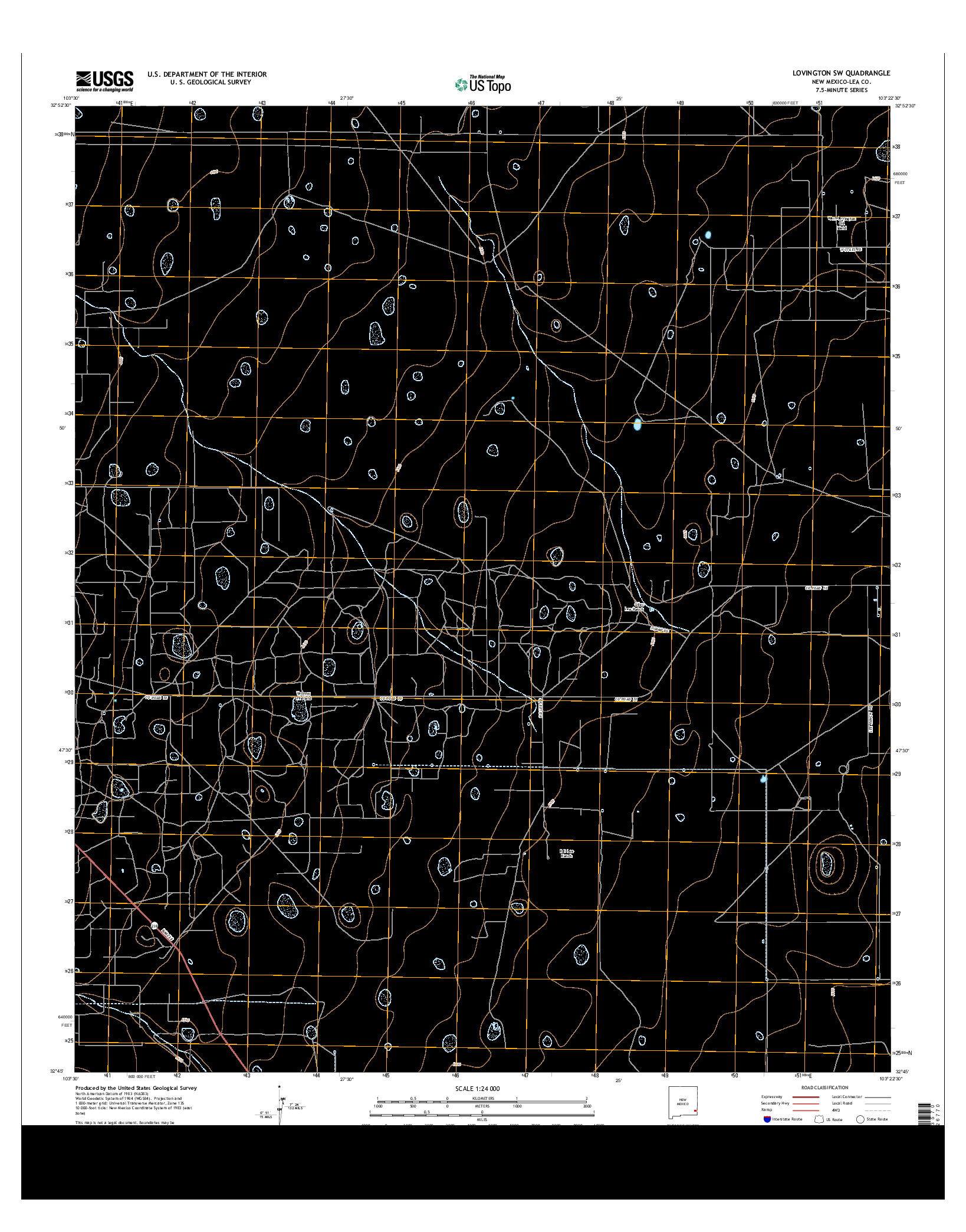 USGS US TOPO 7.5-MINUTE MAP FOR LOVINGTON SW, NM 2013