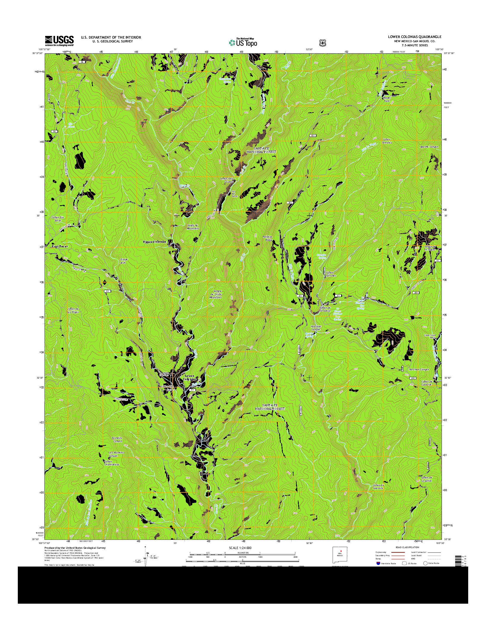 USGS US TOPO 7.5-MINUTE MAP FOR LOWER COLONIAS, NM 2013