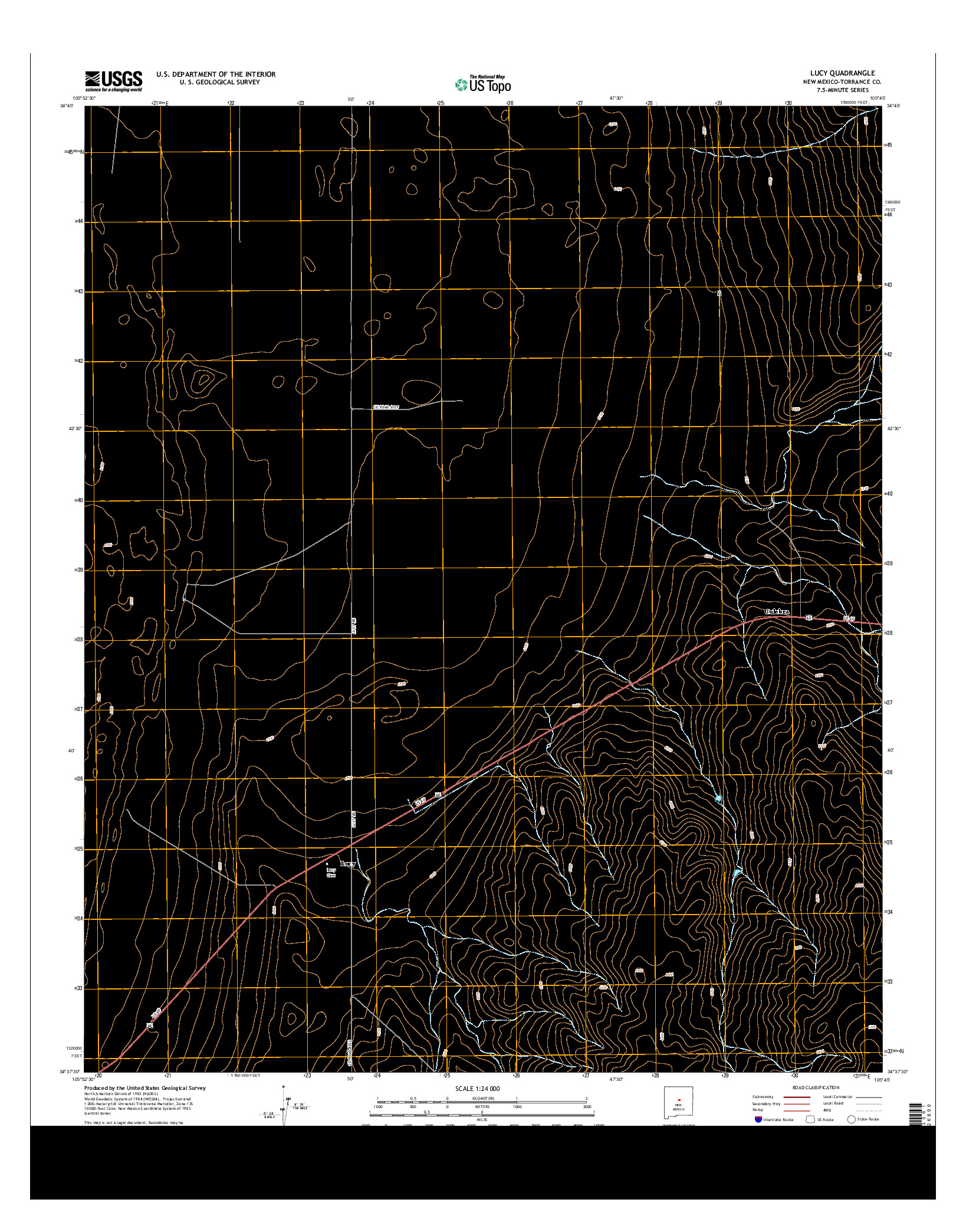 USGS US TOPO 7.5-MINUTE MAP FOR LUCY, NM 2013