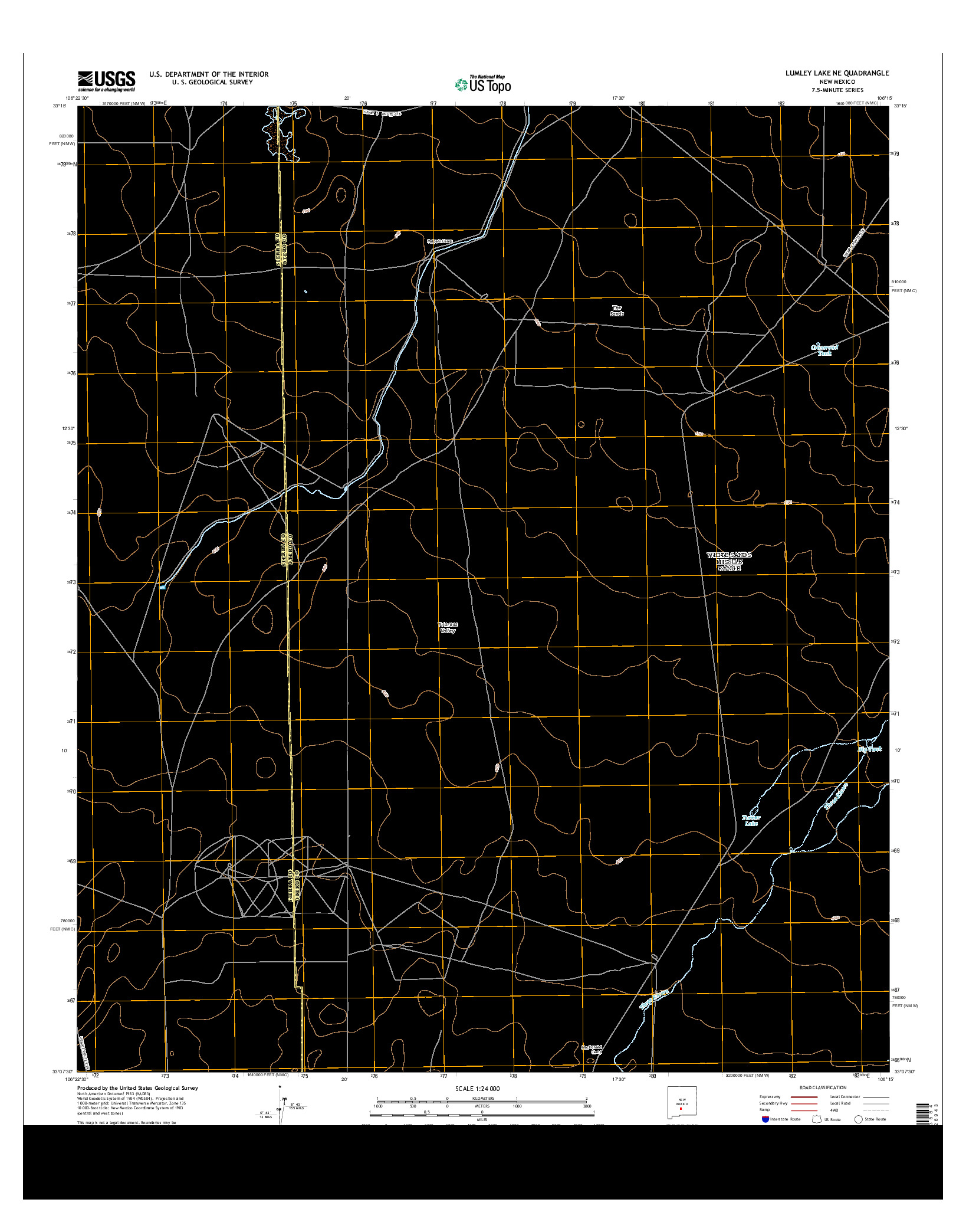 USGS US TOPO 7.5-MINUTE MAP FOR LUMLEY LAKE NE, NM 2013
