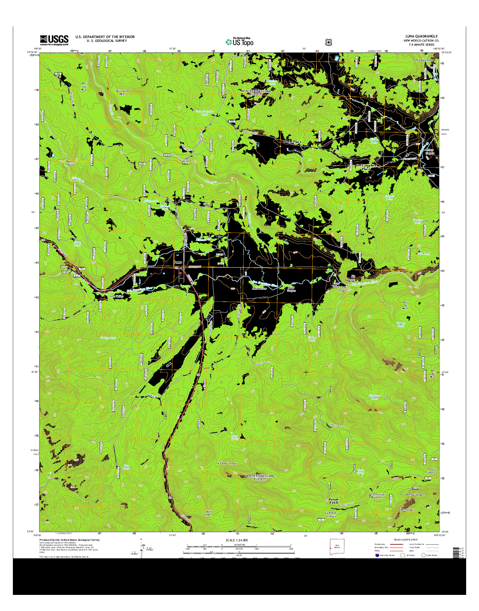 USGS US TOPO 7.5-MINUTE MAP FOR LUNA, NM 2013