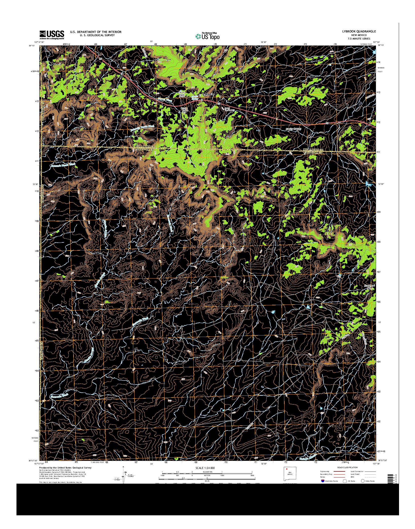USGS US TOPO 7.5-MINUTE MAP FOR LYBROOK, NM 2013