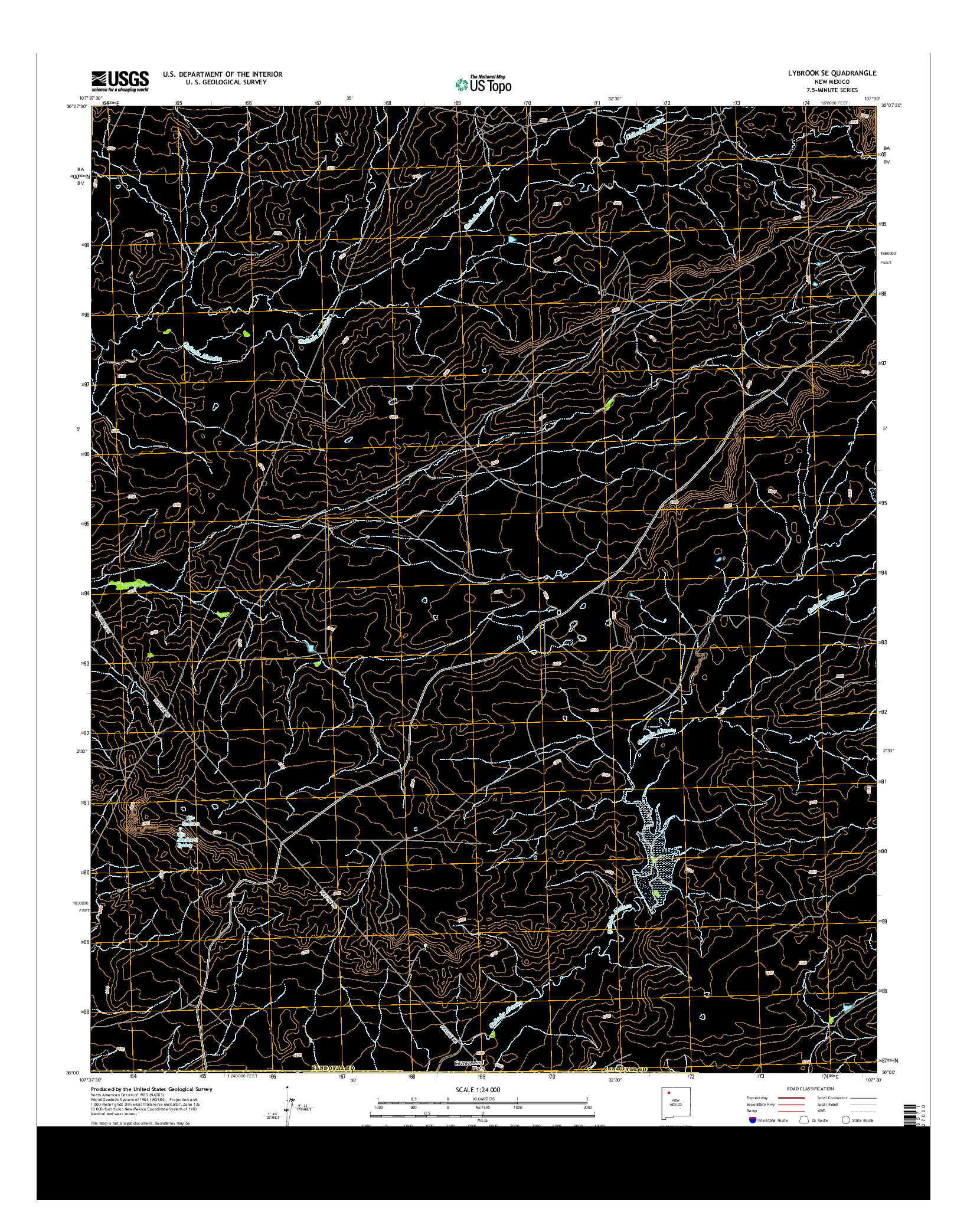 USGS US TOPO 7.5-MINUTE MAP FOR LYBROOK SE, NM 2013