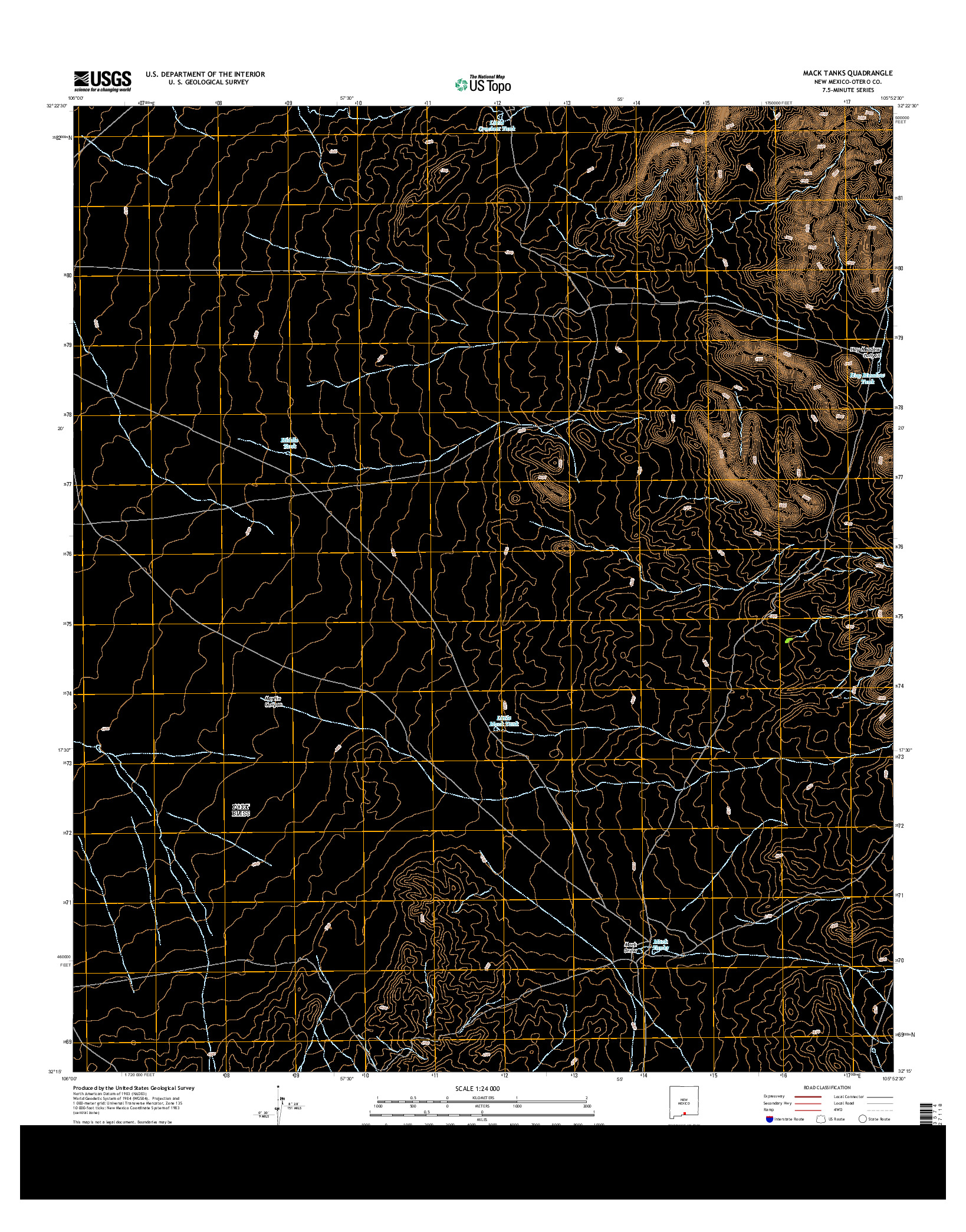 USGS US TOPO 7.5-MINUTE MAP FOR MACK TANKS, NM 2013