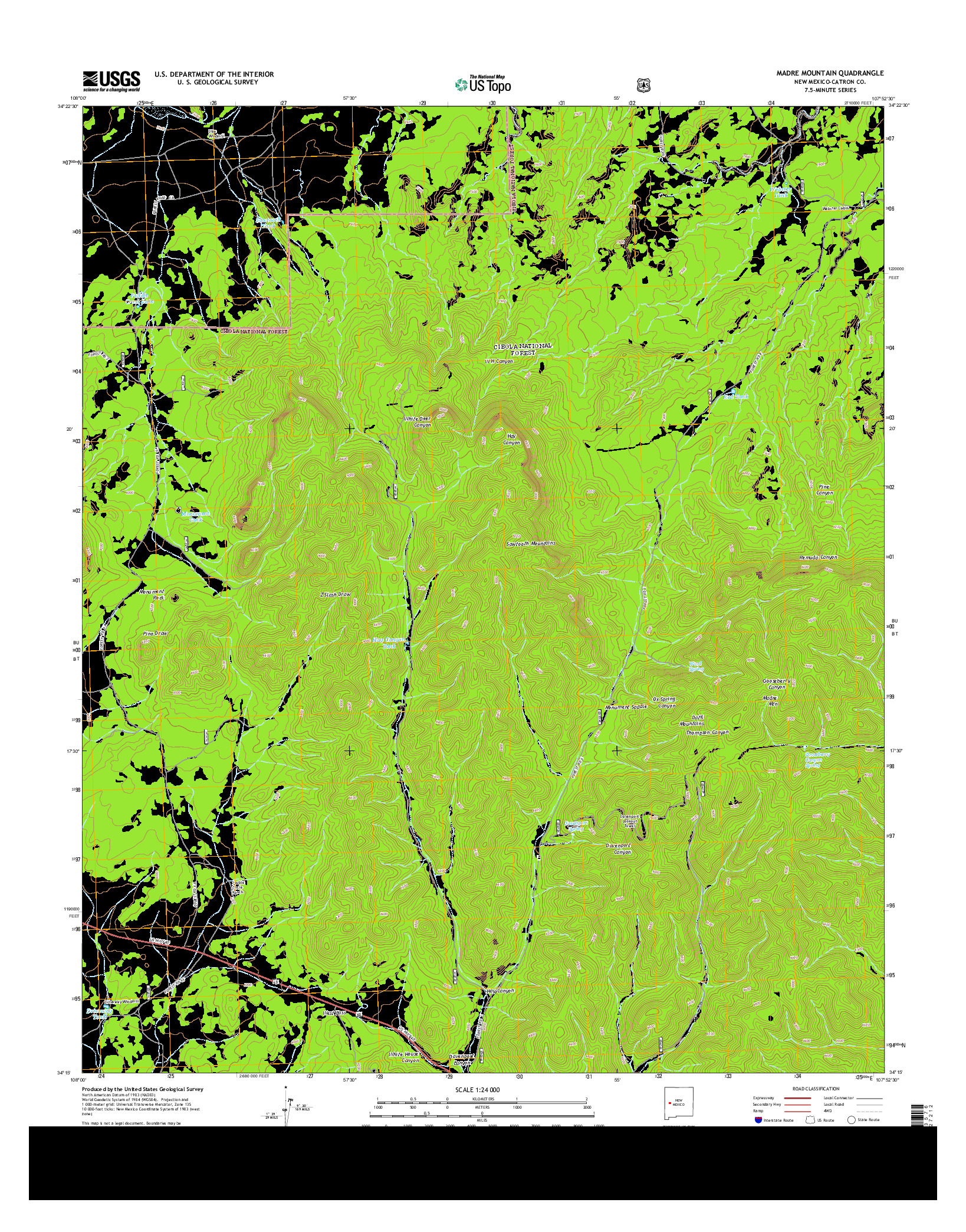 USGS US TOPO 7.5-MINUTE MAP FOR MADRE MOUNTAIN, NM 2013