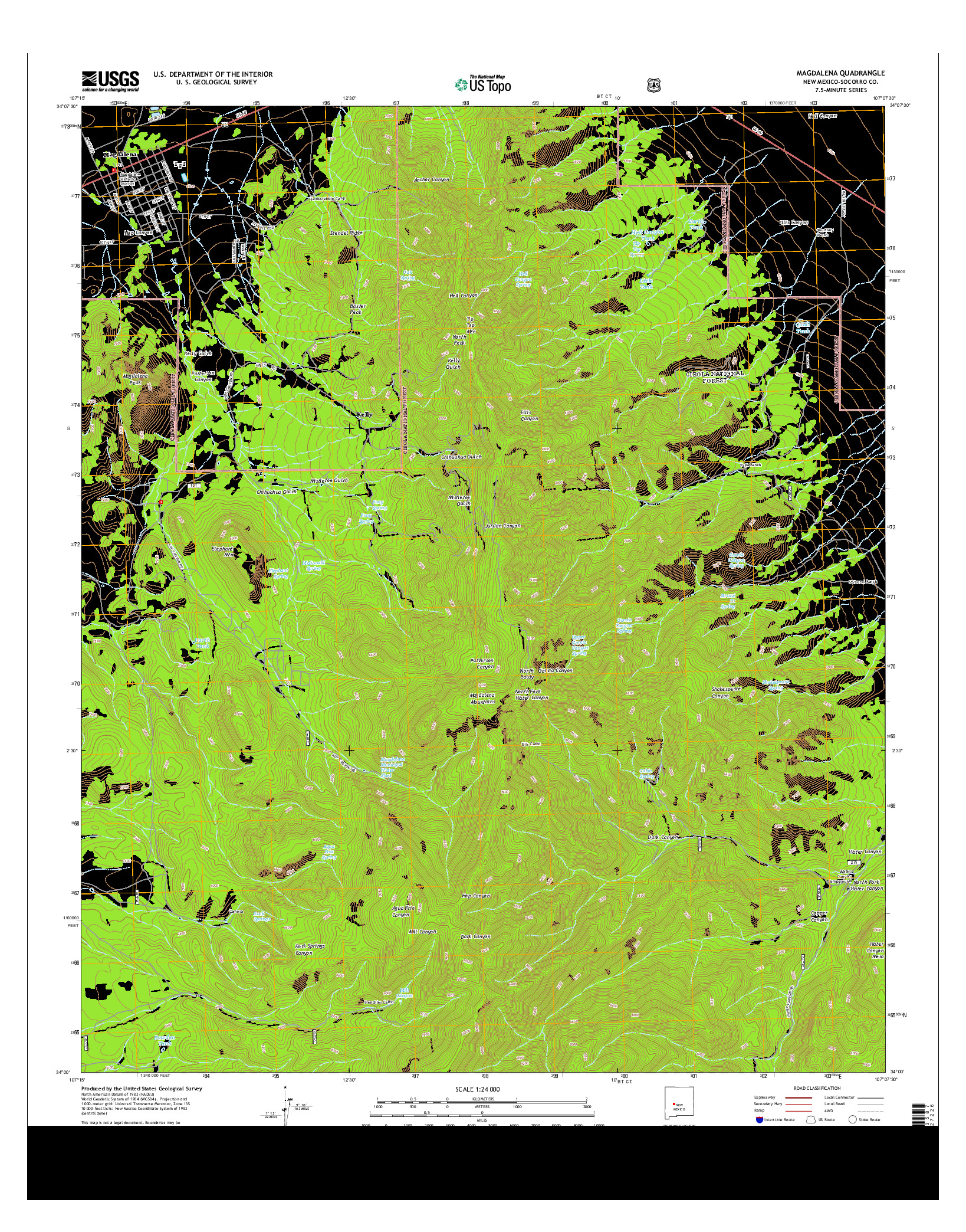 USGS US TOPO 7.5-MINUTE MAP FOR MAGDALENA, NM 2013